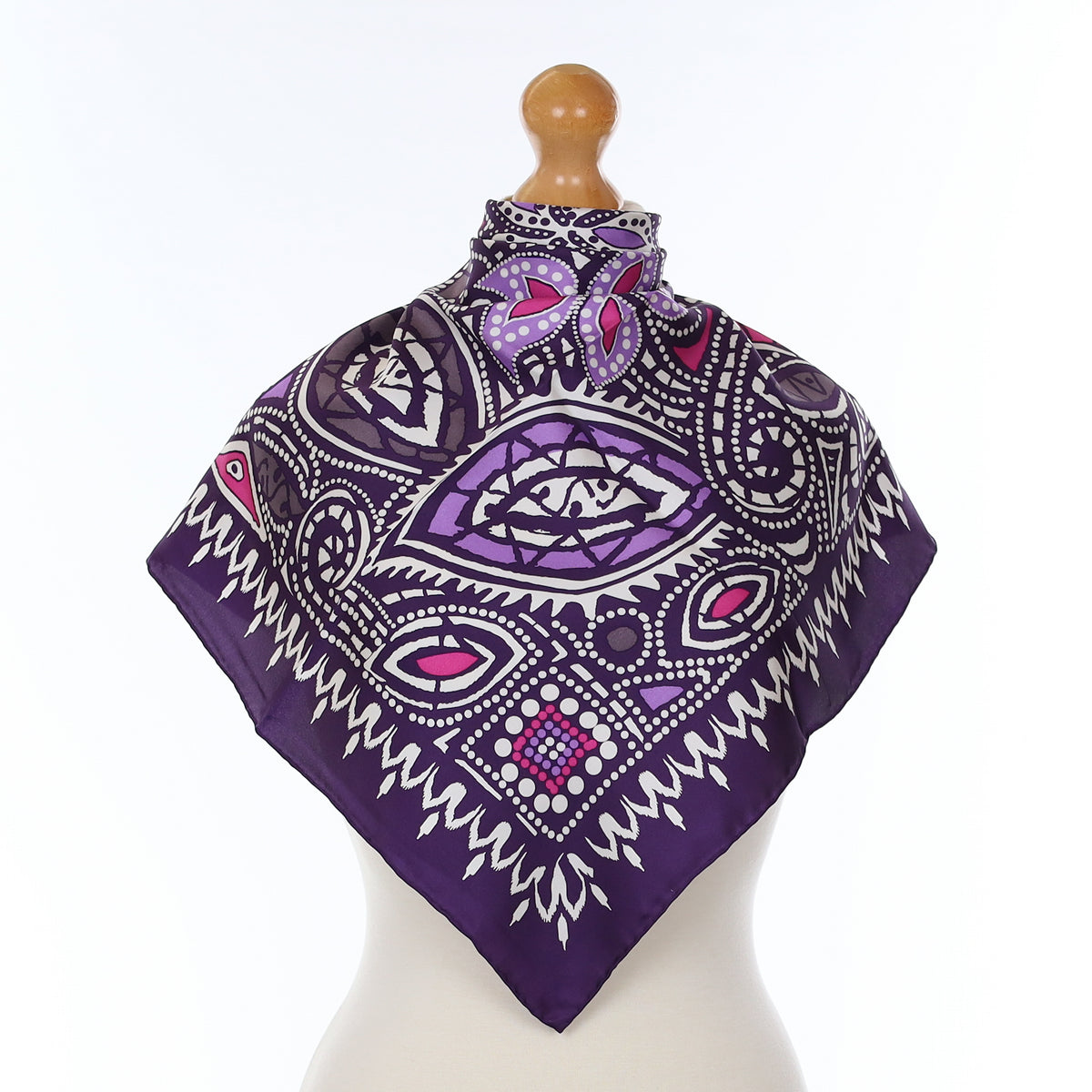 Brand New Purple Patterned Silk Scarf