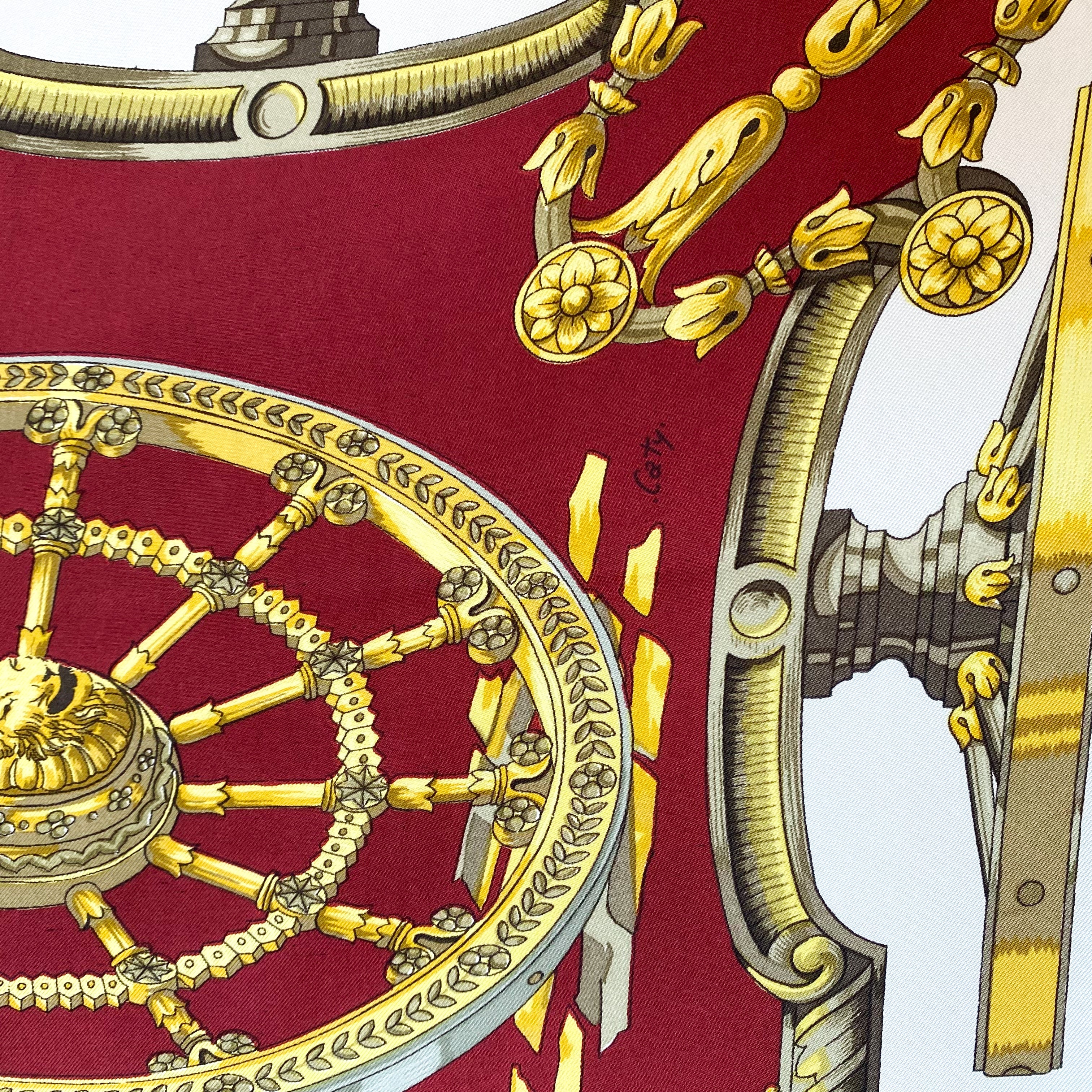 Boxed Hermès Les Roues de Canon Silk Scarf