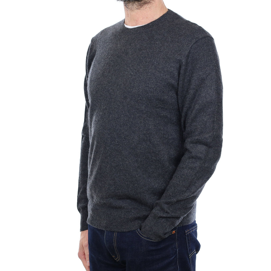 Men's Charcoal Grey Cashmere Crew Neck Jumper Small