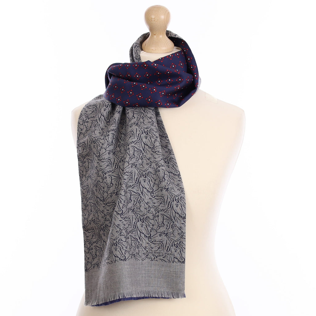 Pristine Boxed Hermès Whispering Horses Cashmere Blend Scarf