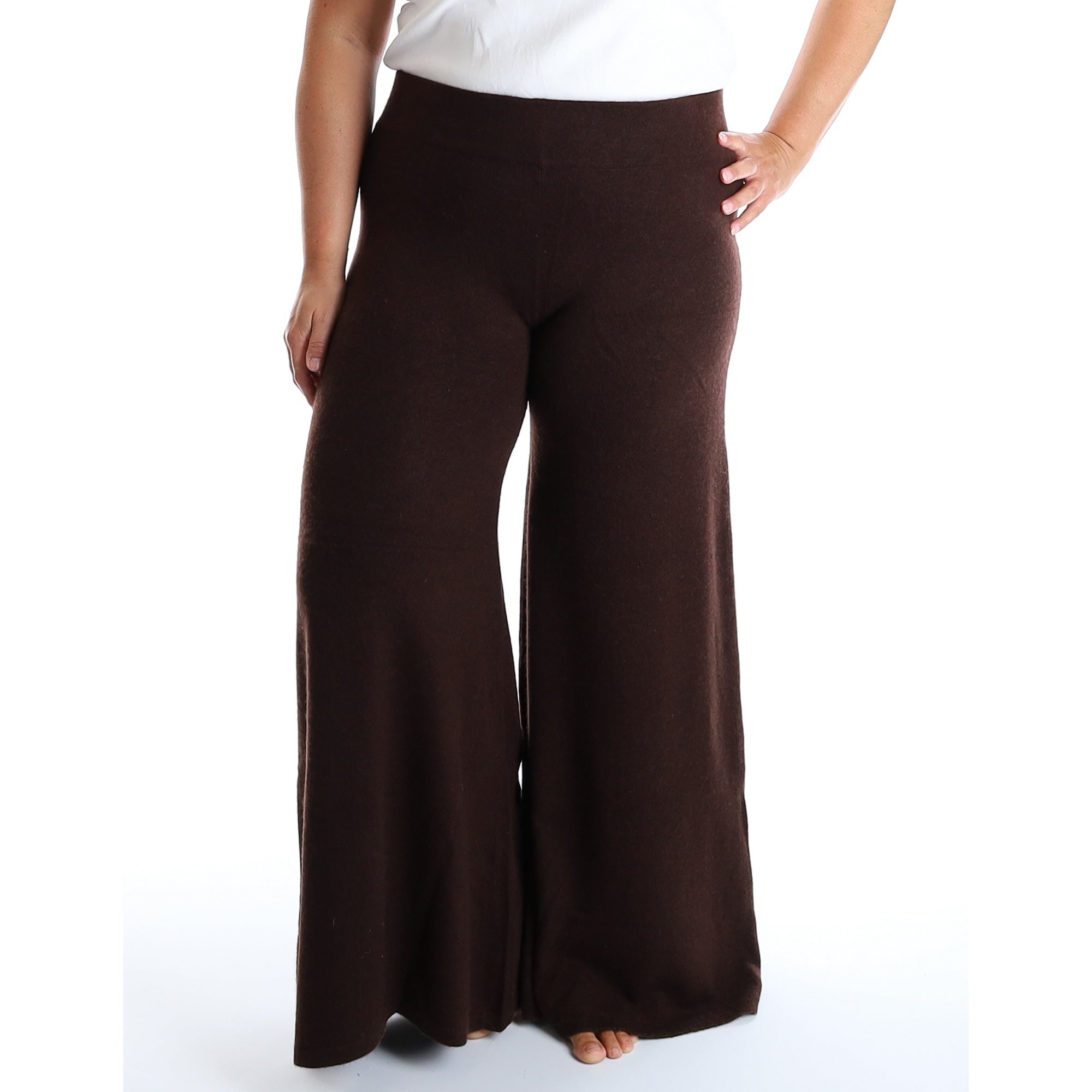 Chocolate Brown Luxury Wide Leg Cashmere Lounge Pants Large