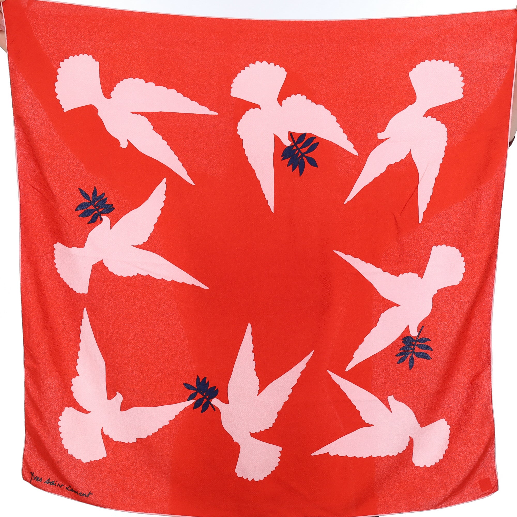 Yves Saint Laurent Red Dove Silk Scarf