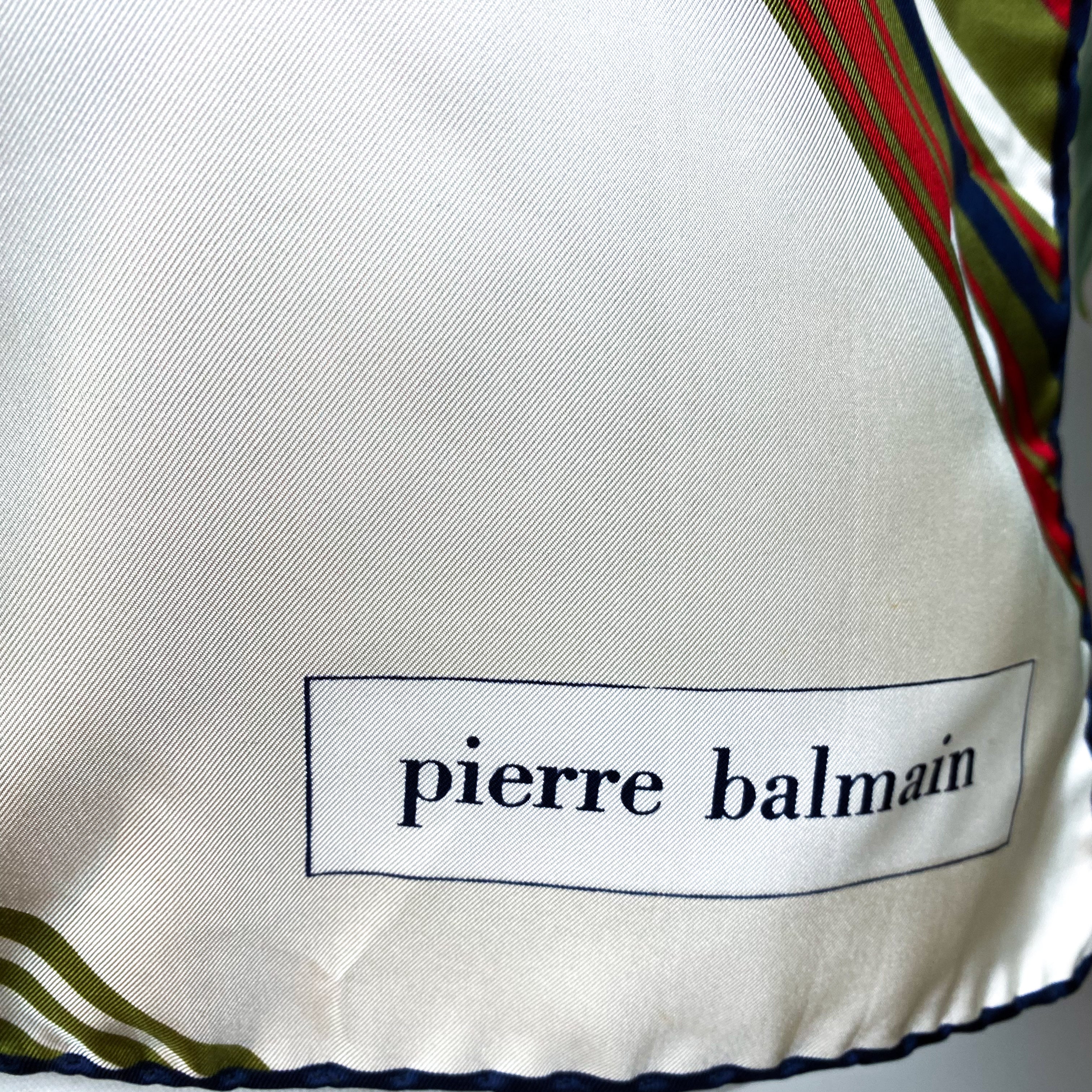 1970s Pierre Balmain Striped Vintage Designer Silk Scarf