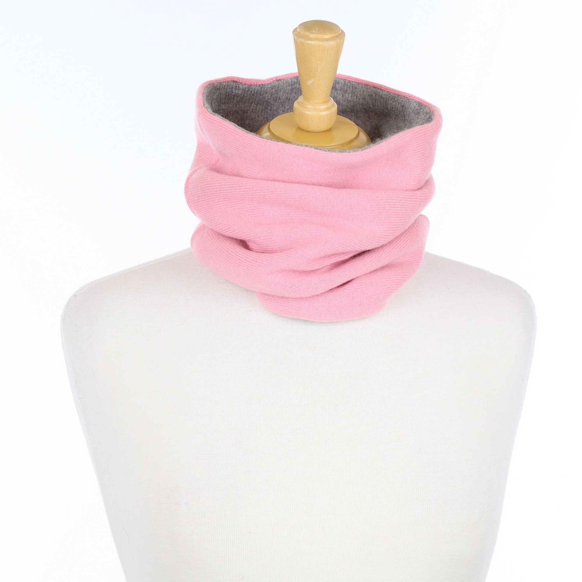 Blush Pink and Smoke Grey Luxury Double Layered Snood