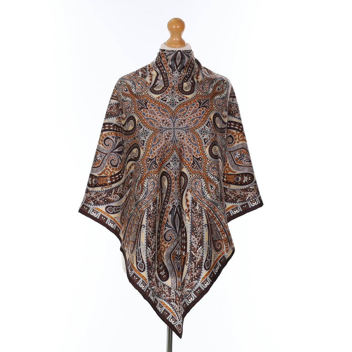 Brand New Brown Paisley Silk Scarf