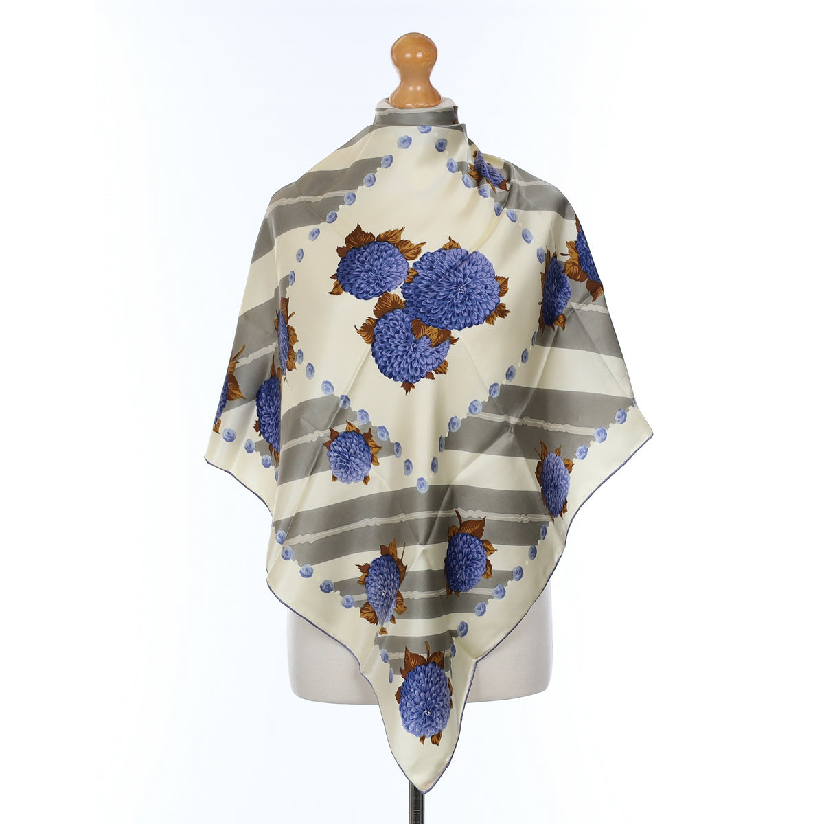 Bayron Purple And Cream Floral Vintage Silk Scarf
