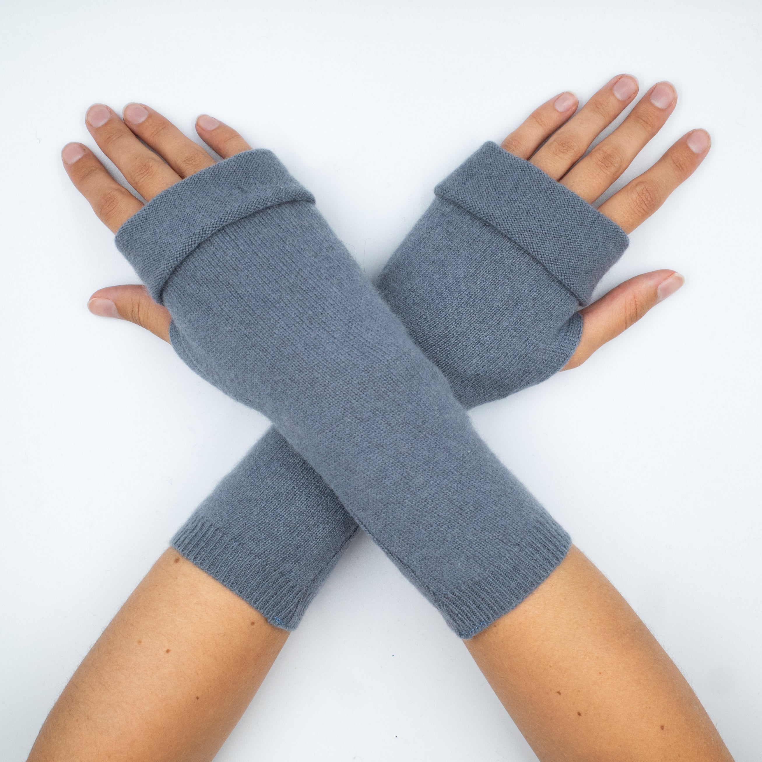 Steel Grey Cashmere Fingerless Gloves