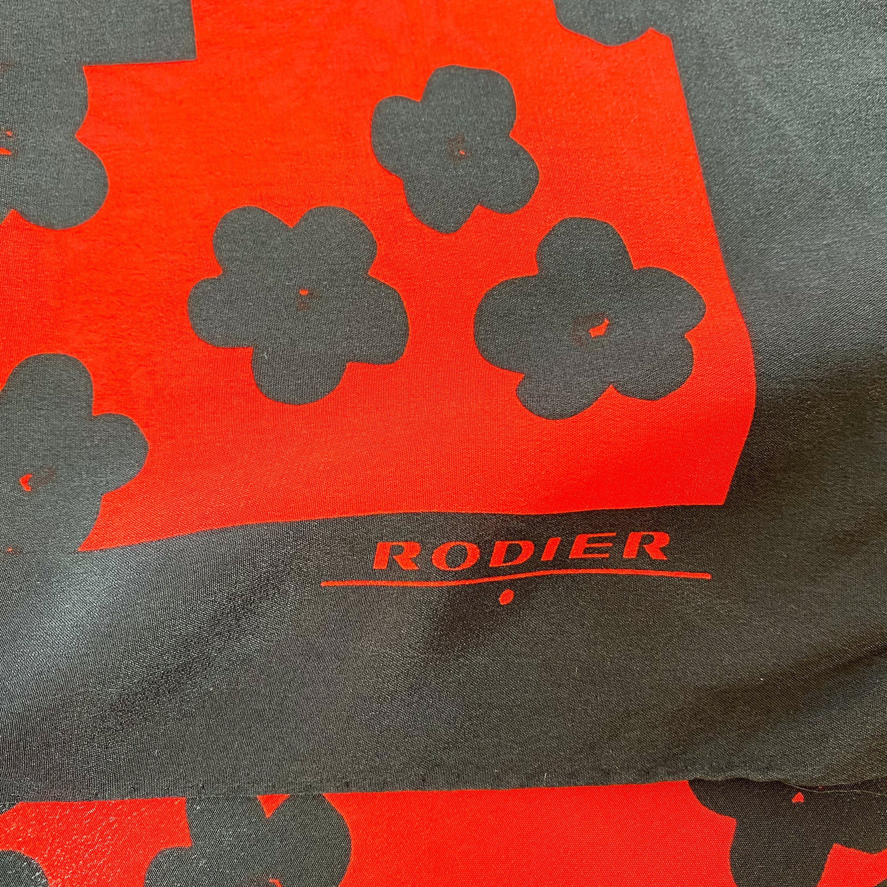 Black and Red Rodier Silk Scarf
