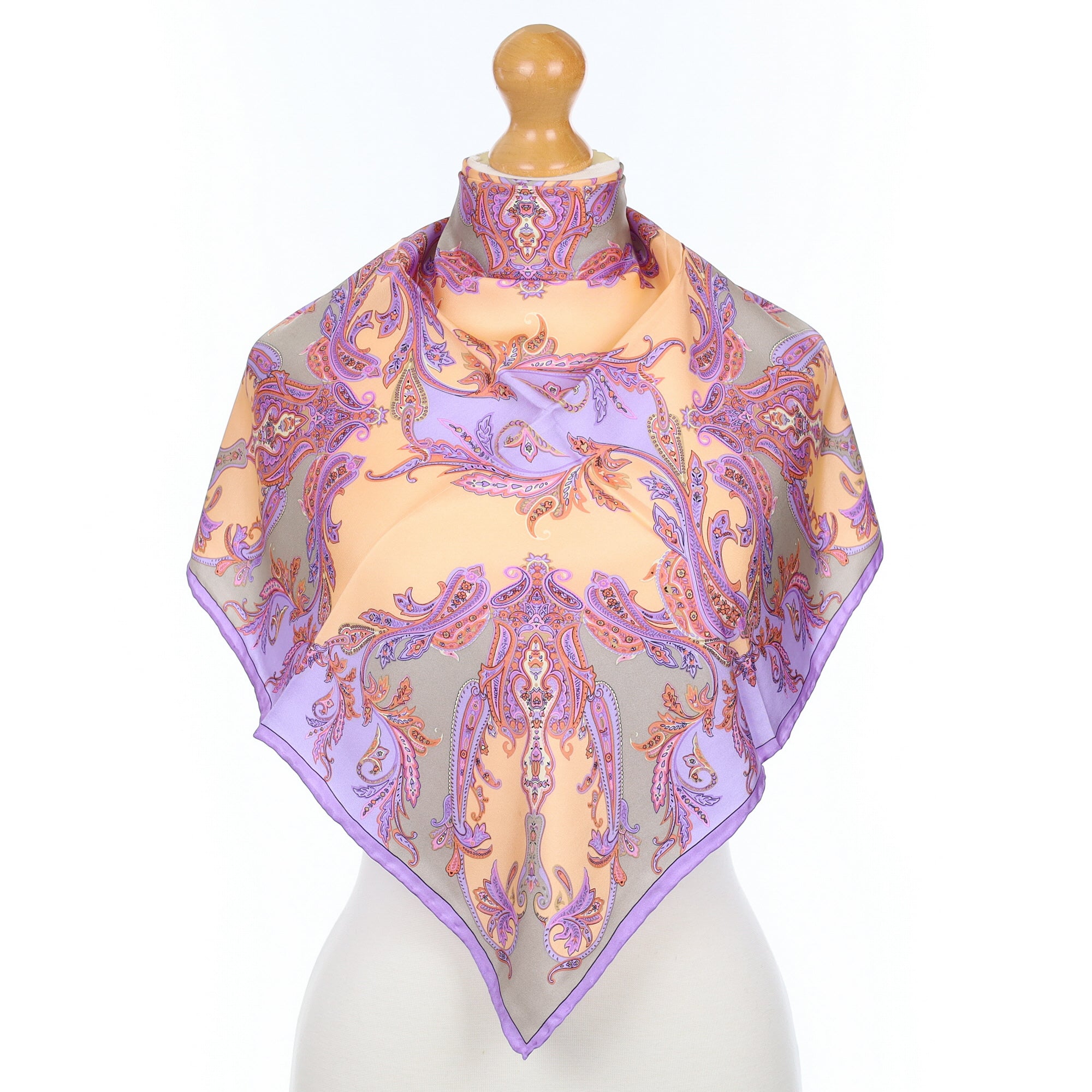 Brand New Fraas Lilac Paisley Silk Scarf