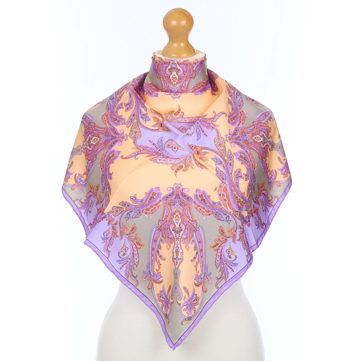Brand New Fraas Lilac Paisley Silk Scarf