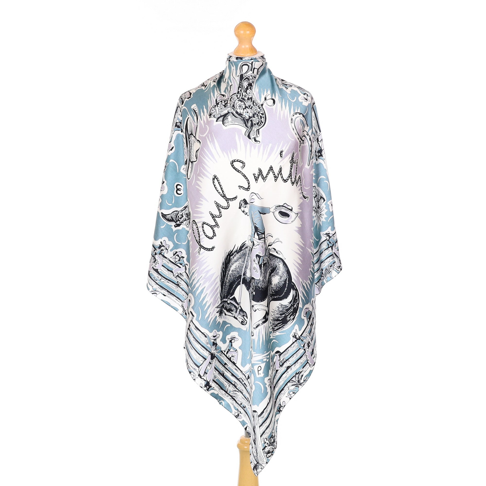 Brand New Paul Smith Blue Cowboy Silk Scarf