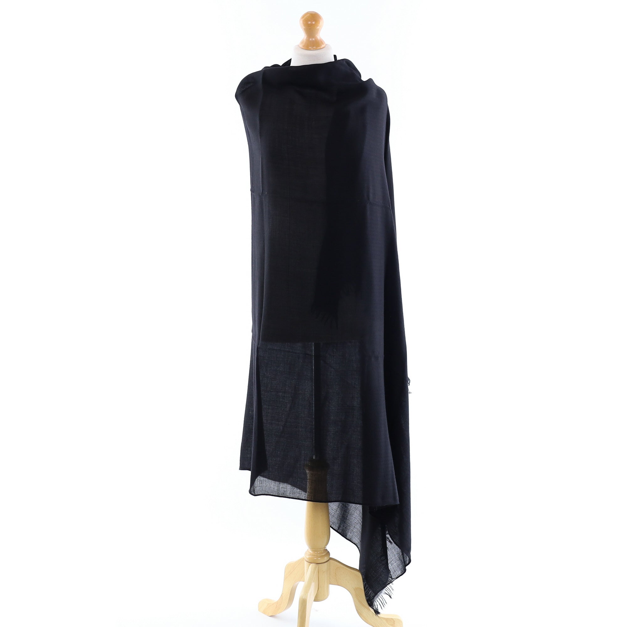 Brand New Boxed Hermès Black Cashmere Blend Wrap