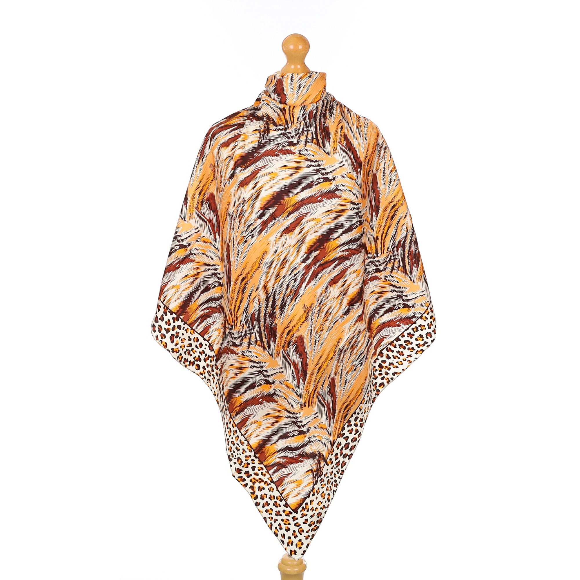 Brown Animal Print Silk Scarf