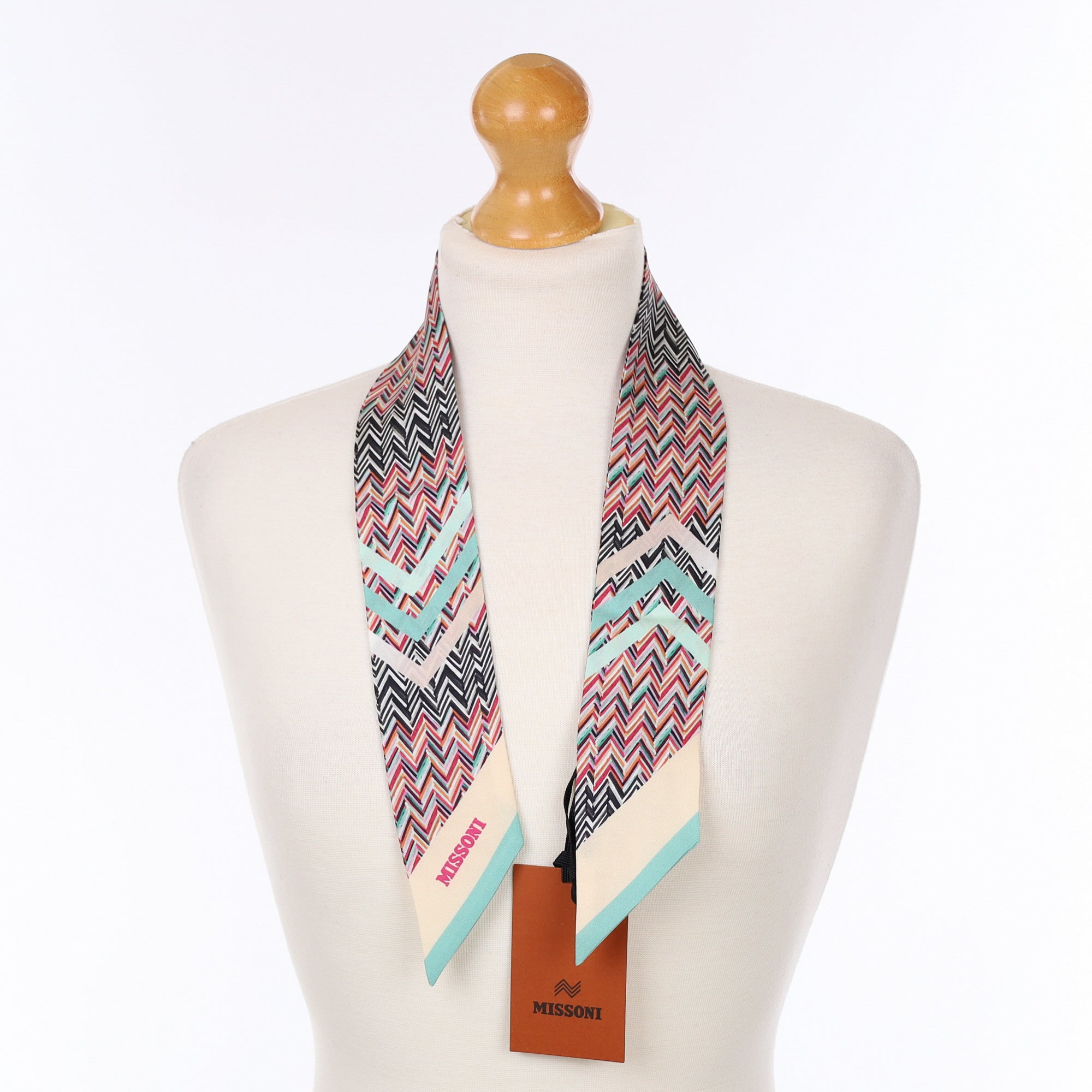 Brand New Missoni Multicoloured Twilly Silk Scarf