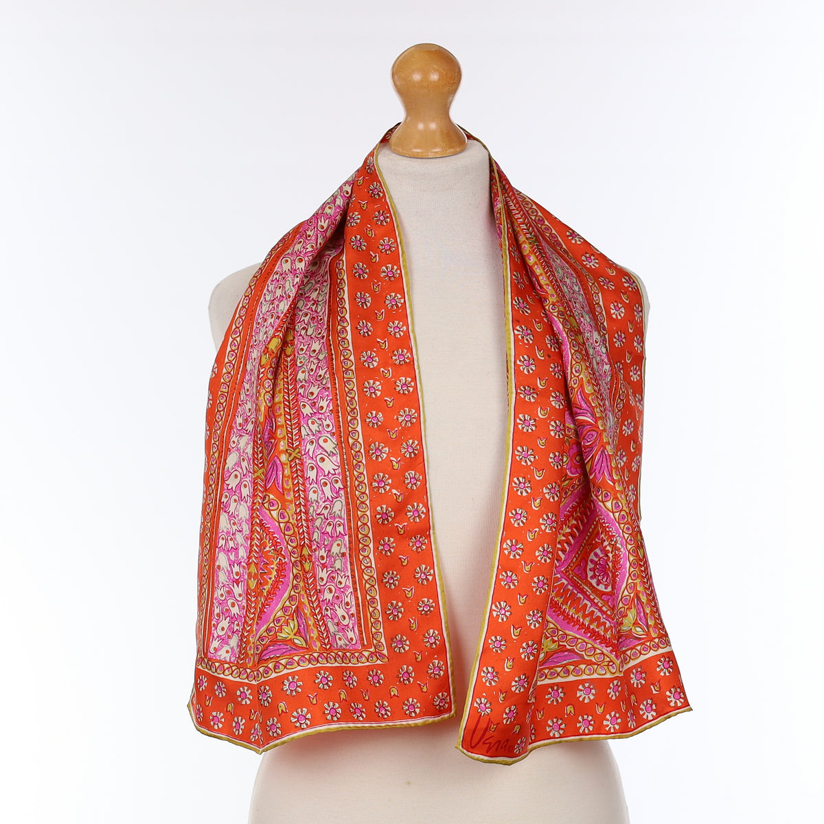 1970’s Vana Red Artistic Paisley Design Vintage Silk Scarf