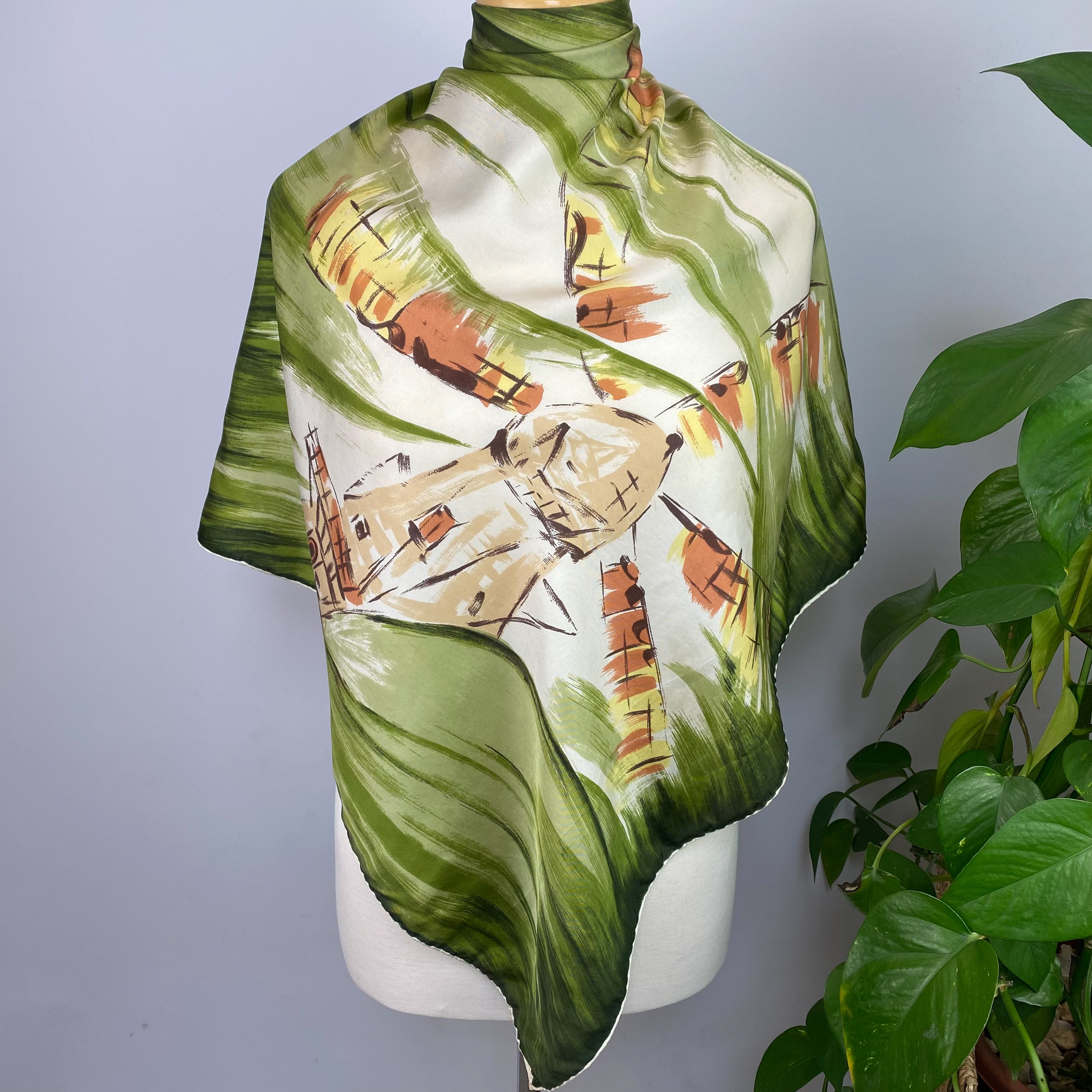 Italian Windmill Vintage Silk Scarf