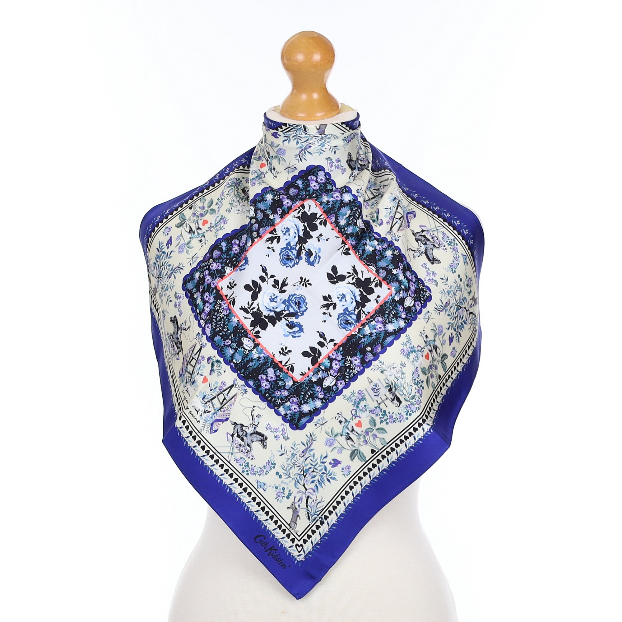 Brand New Cath Kidston Blue Silk Scarf