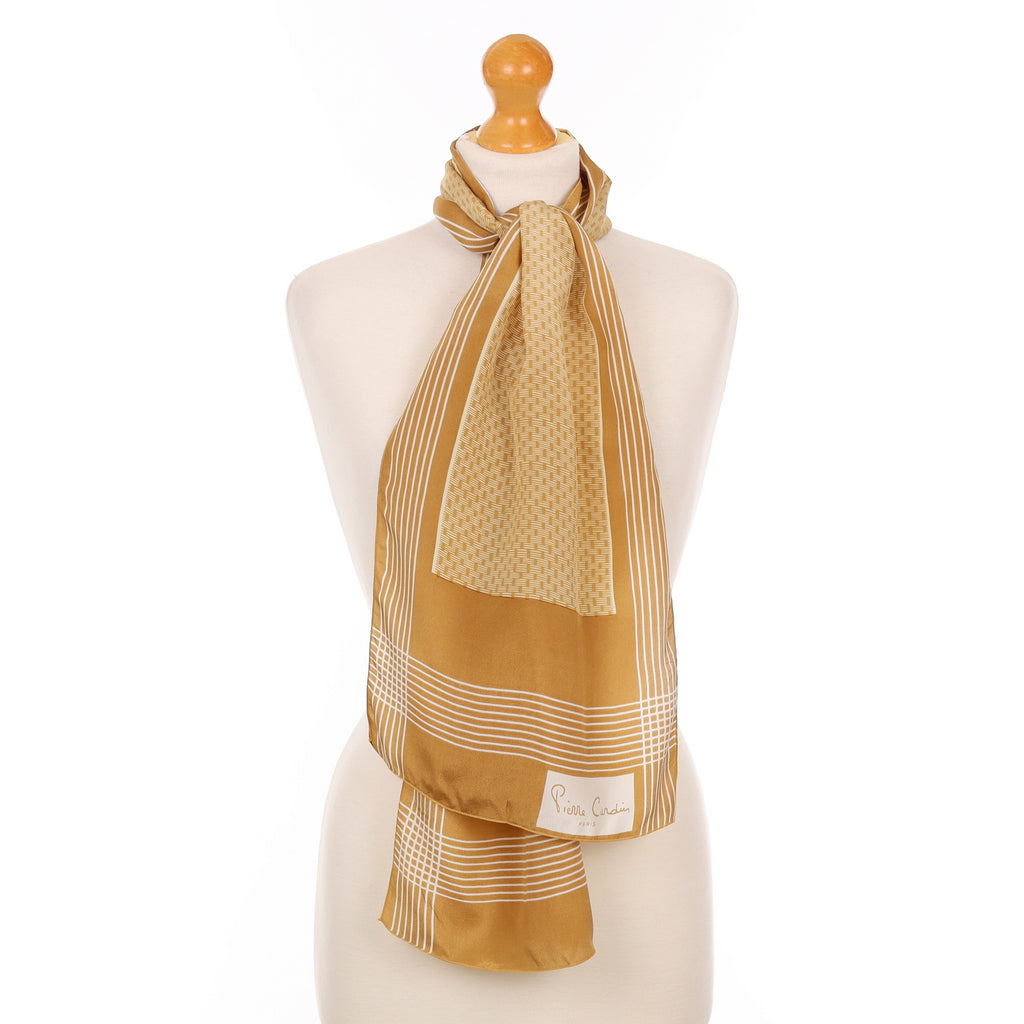 Pierre Cardin Gold Pattern Vintage Silk Scarf
