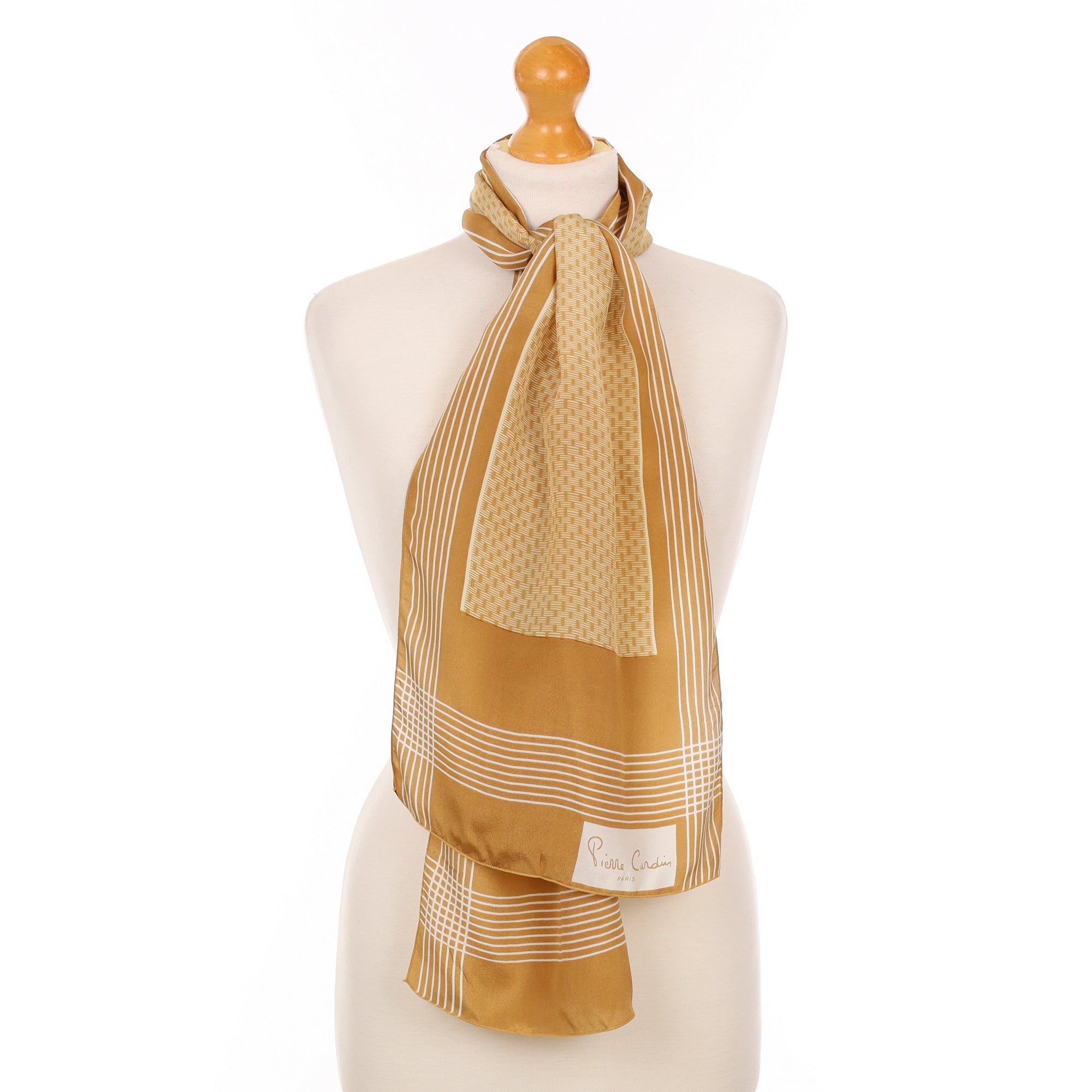 Pierre Cardin Gold Pattern Vintage Silk Scarf