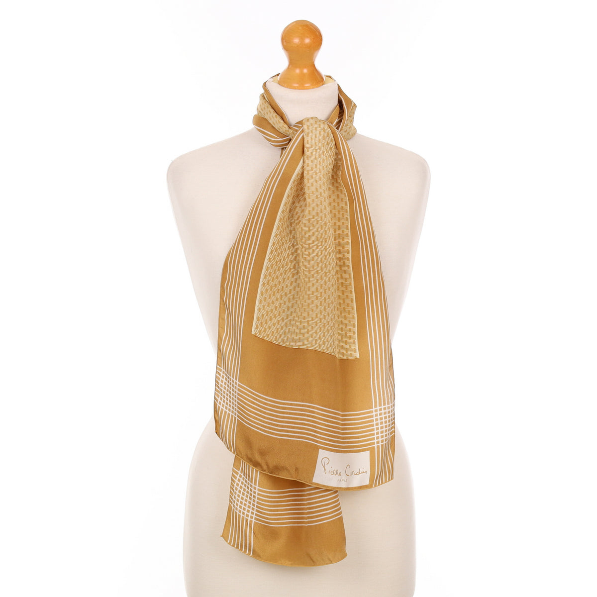 Pierre Cardin Gold Pattern Vintage Silk Scarf