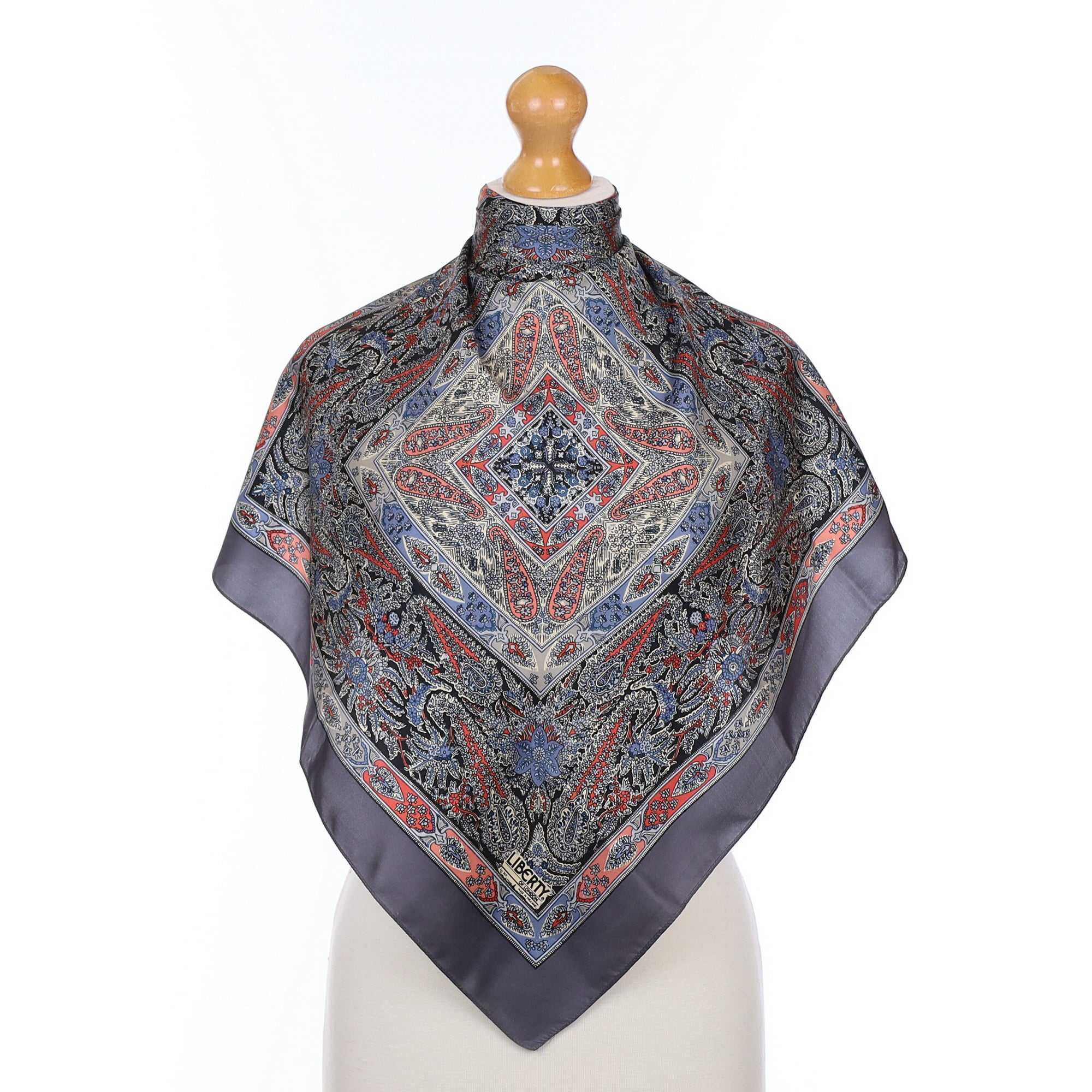 Liberty Grey Paisley Vintage Silk Scarf