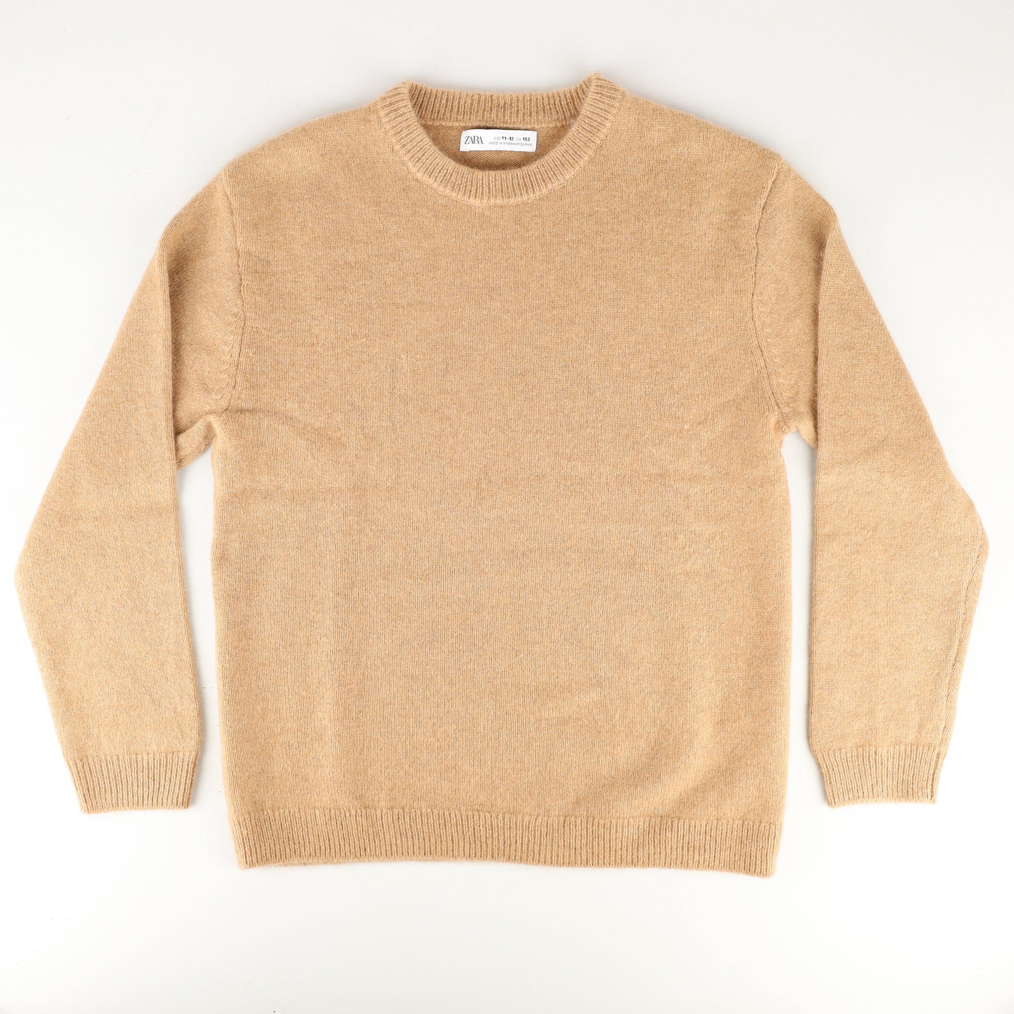 Children’s Camel Brown Cashmere Crew Neck Jumper Age 11-12