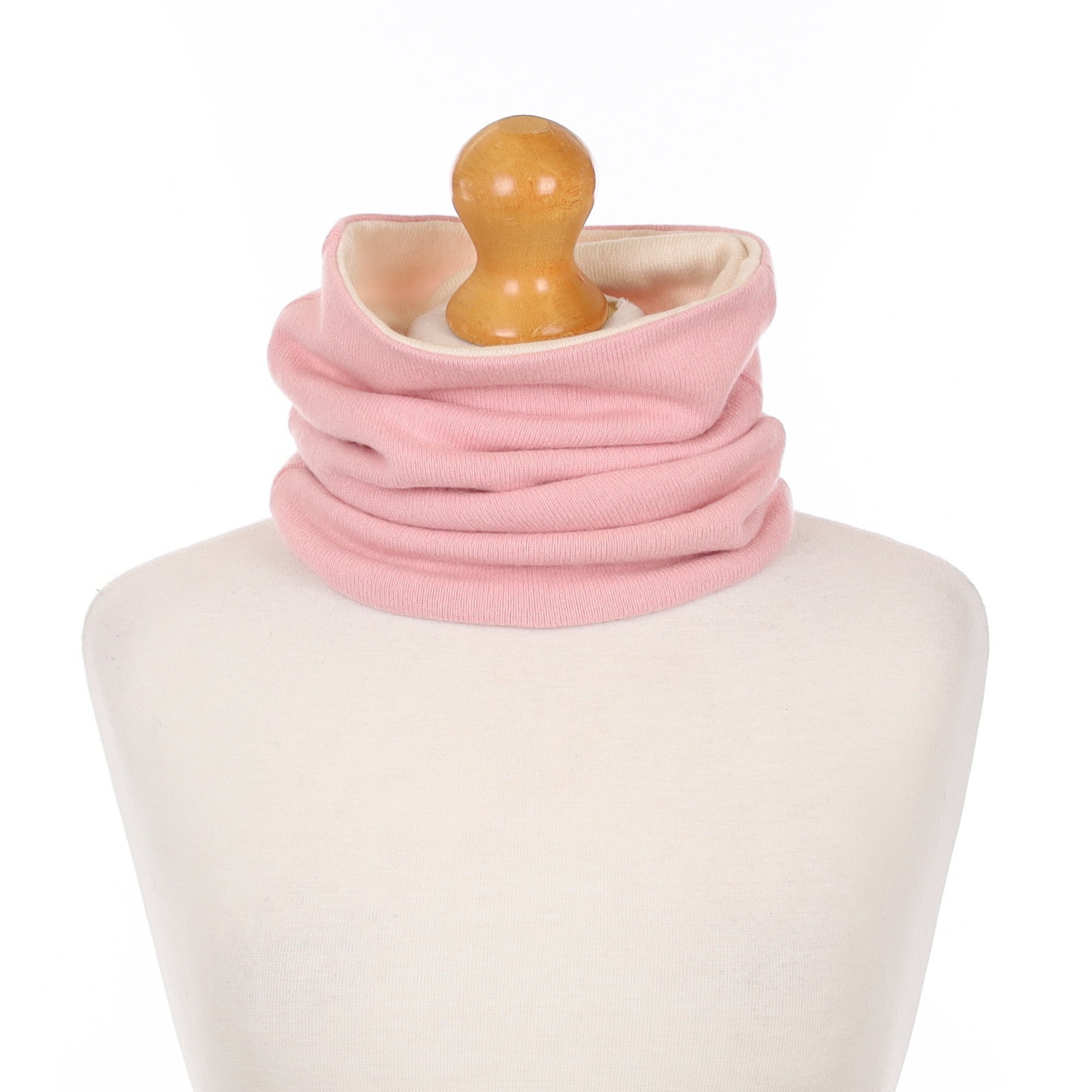 Carnation Pink and Cream Luxury Double Layered Snood
