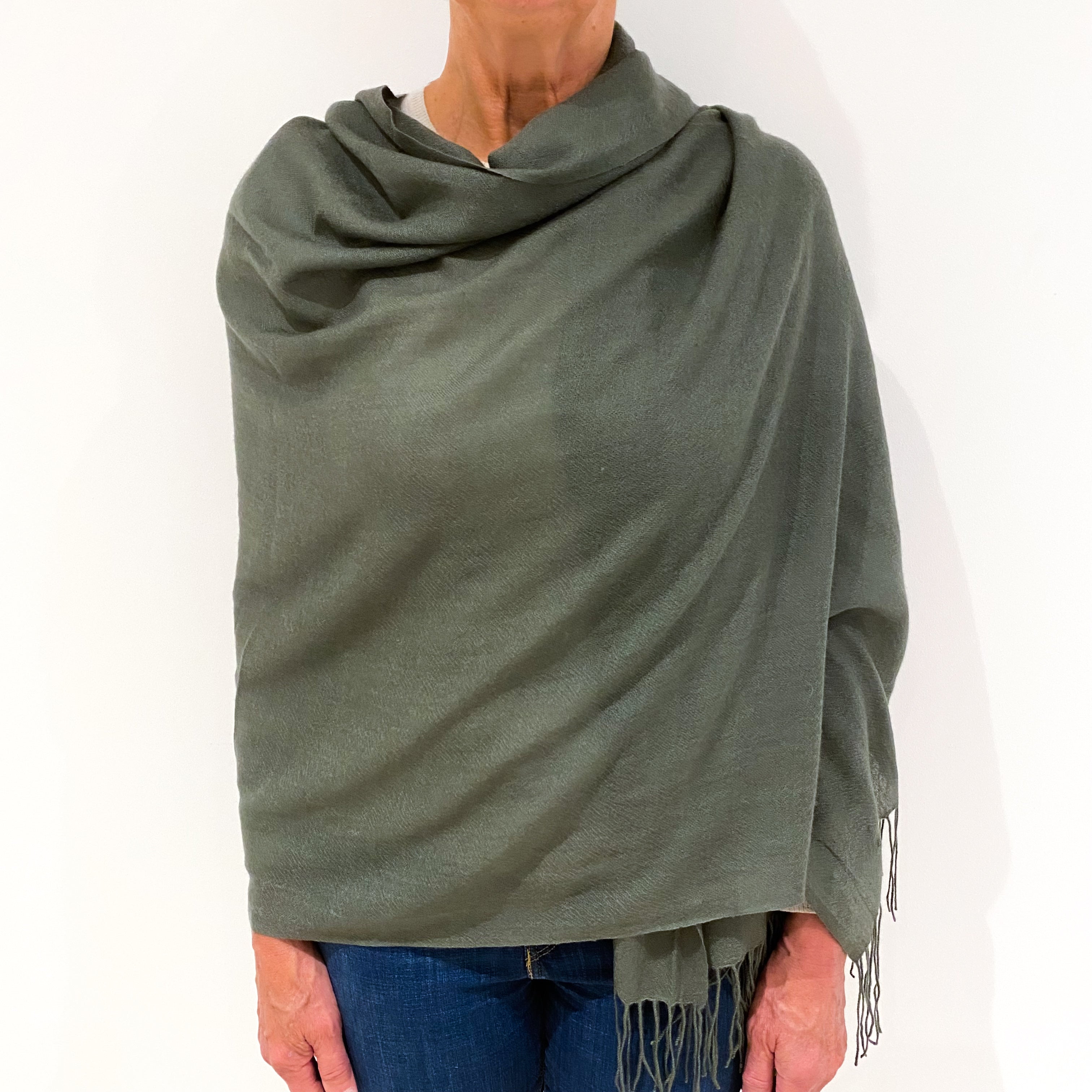 Moss Green Brand New Cashmere Pashmina Scarf