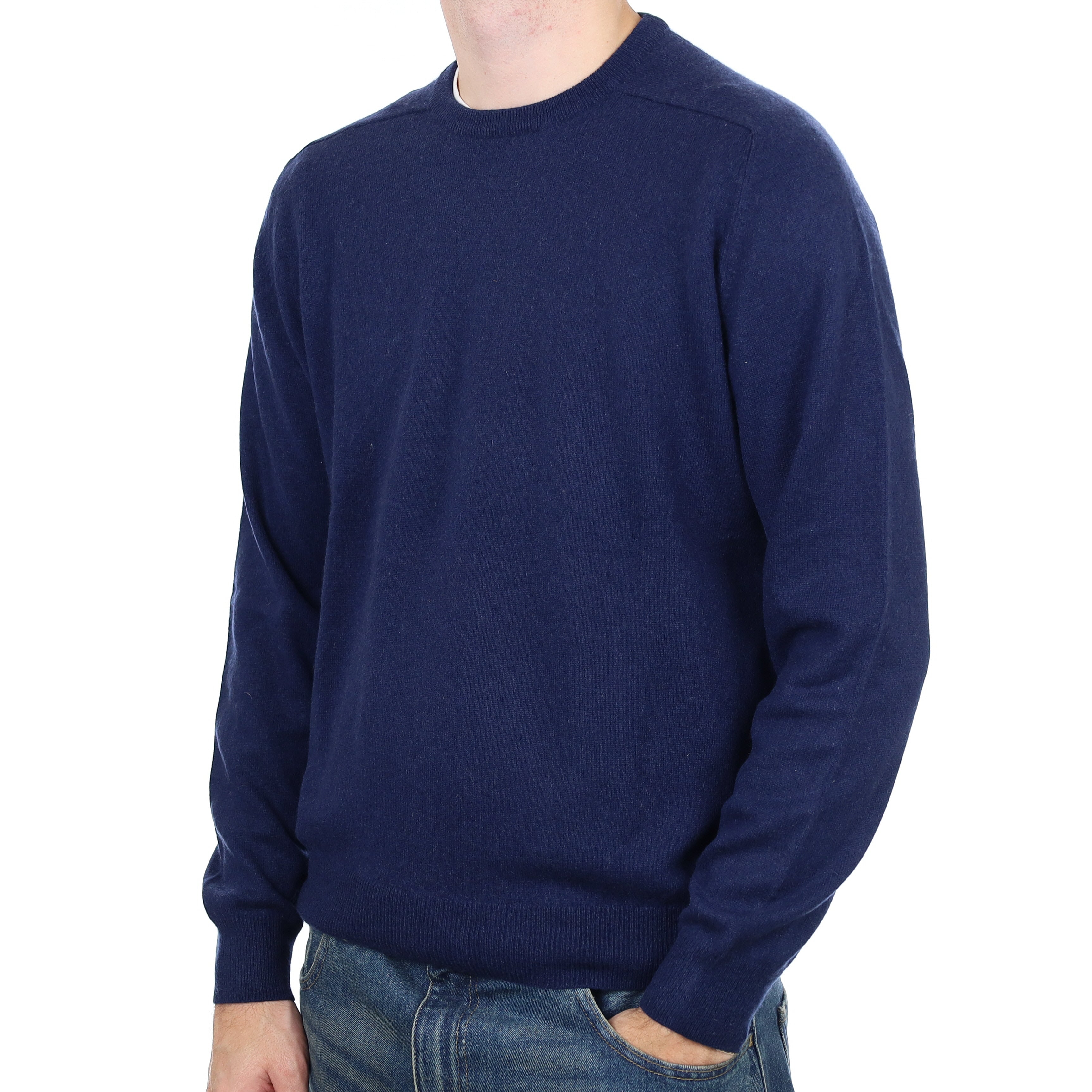 Men’s Navy Cashmere Crew Neck Jumper Large