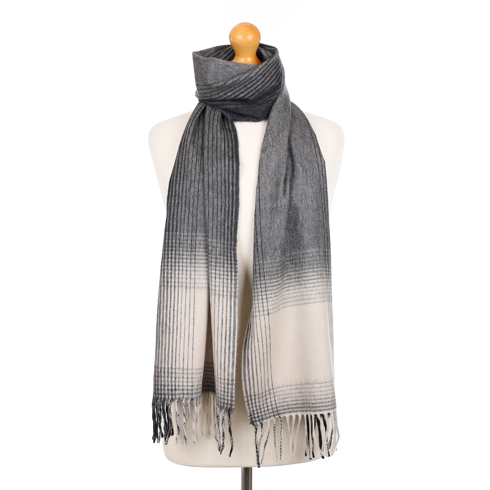 Scottish Begg & Co Grey Ombre Cashmere Luxury Woven Scarf