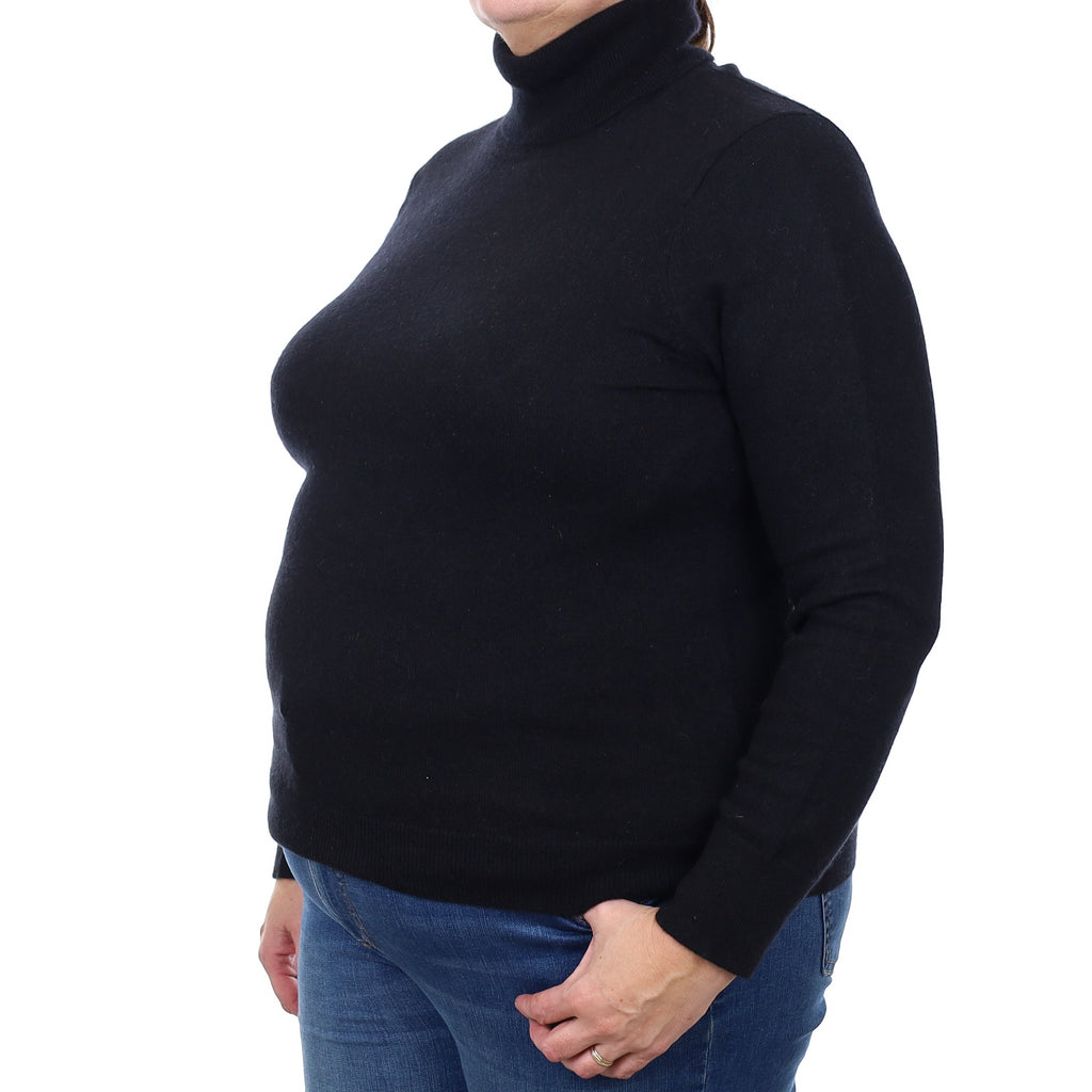 Black Cashmere Polo Neck Jumper Extra Large