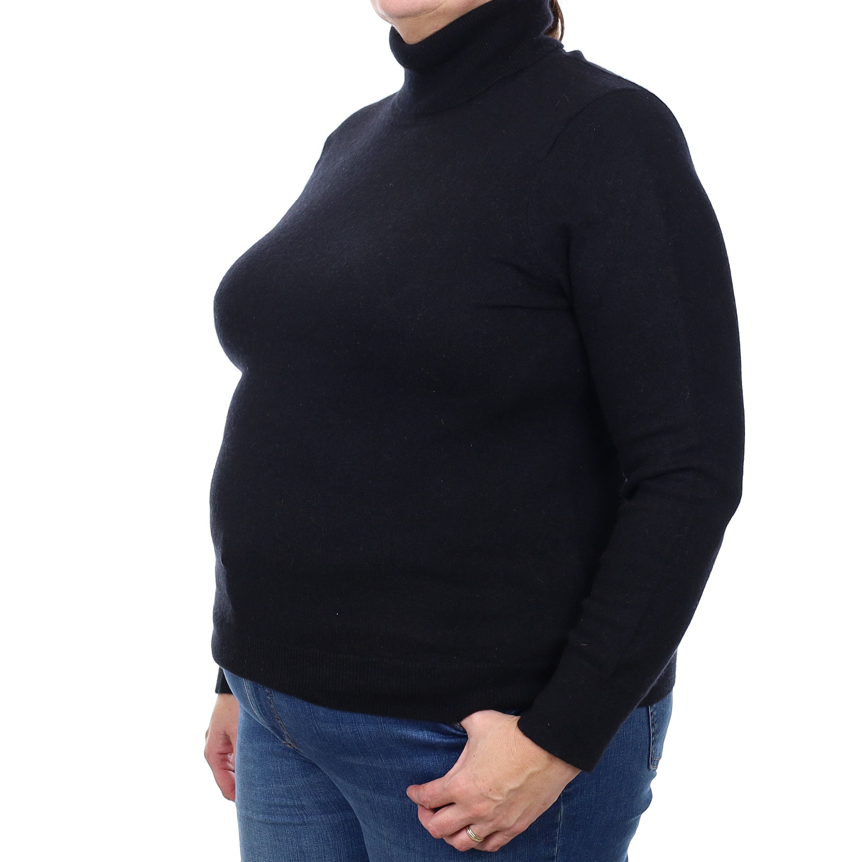 Black Cashmere Polo Neck Jumper Extra Large