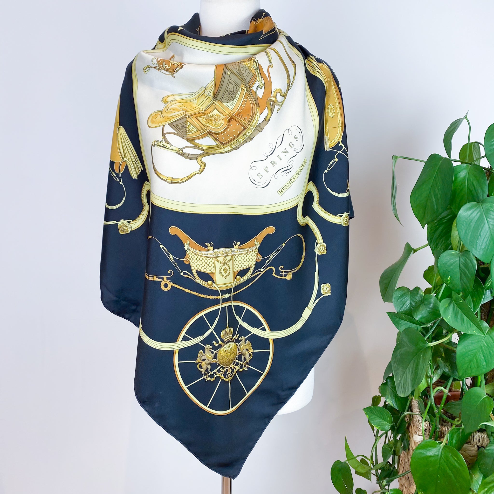 Boxed Hermes Springs Vintage Silk Scarf