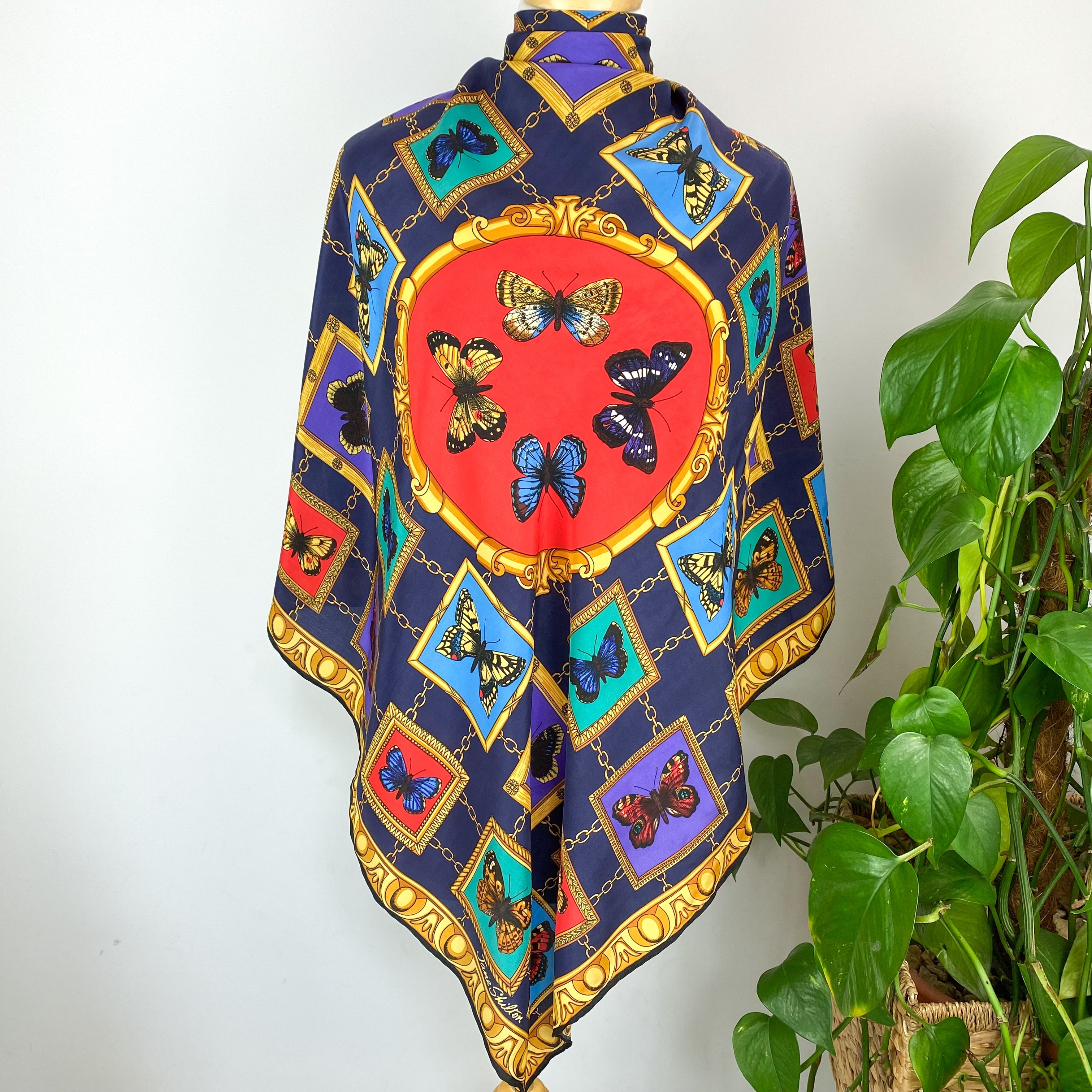Vintage Jane Shilton Butterfly Silk Scarf