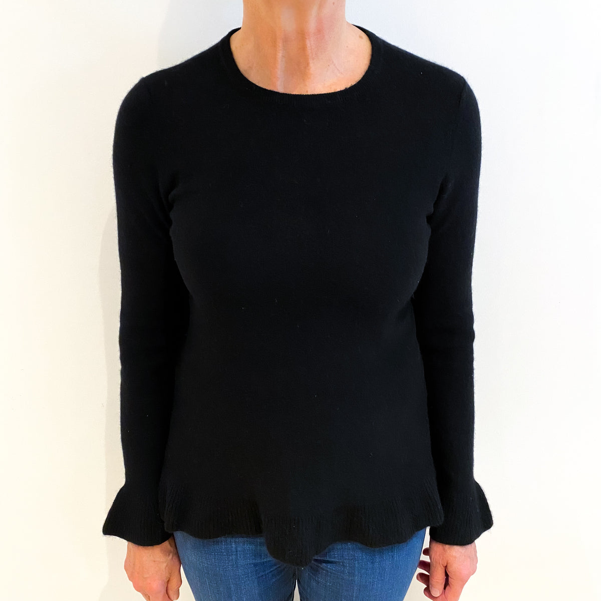 Black Cashmere Crew Neck Jumper Medium