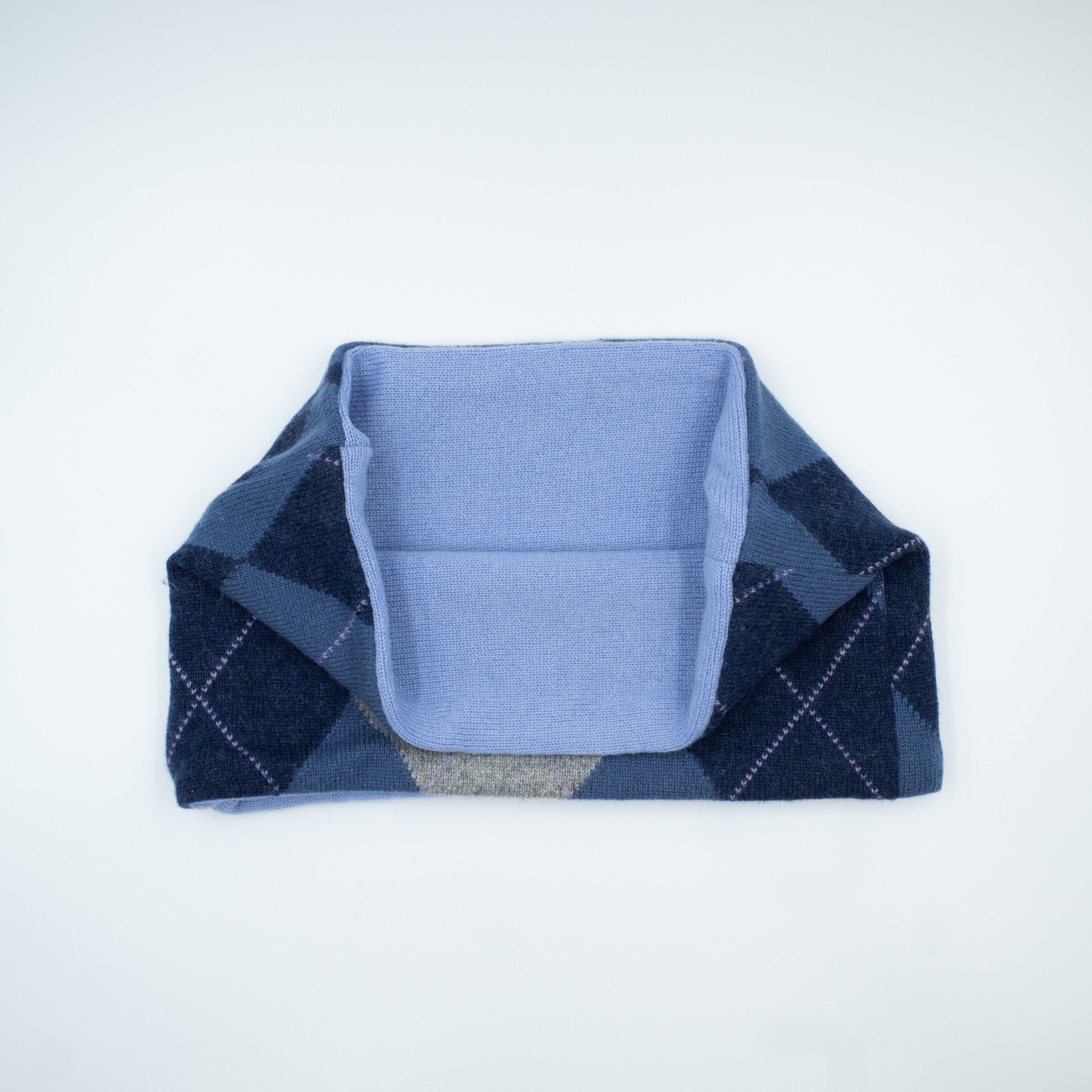 Blue and Grey Argyle Cashmere Neck Warmer
