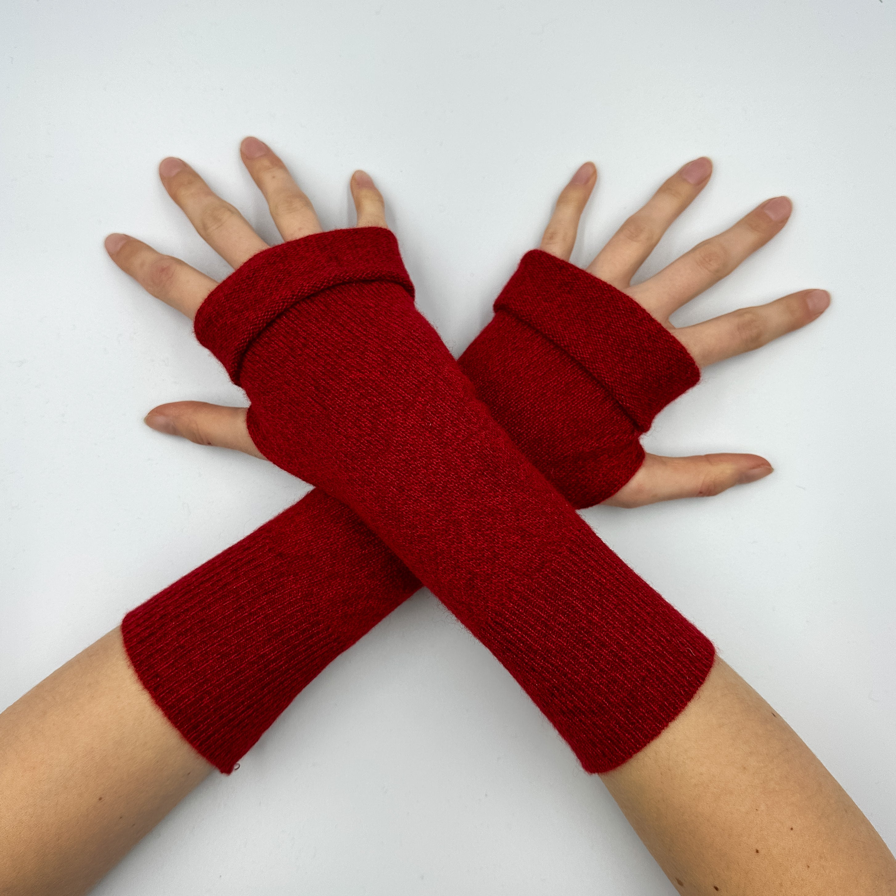 Marl Red Fingerless Gloves