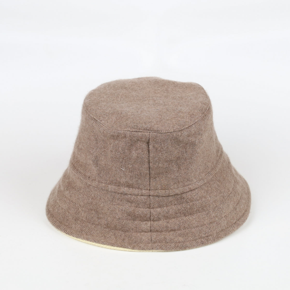 Mink Brown and Clotted Cream Reversible Cashmere Bucket Hat  display picture 1