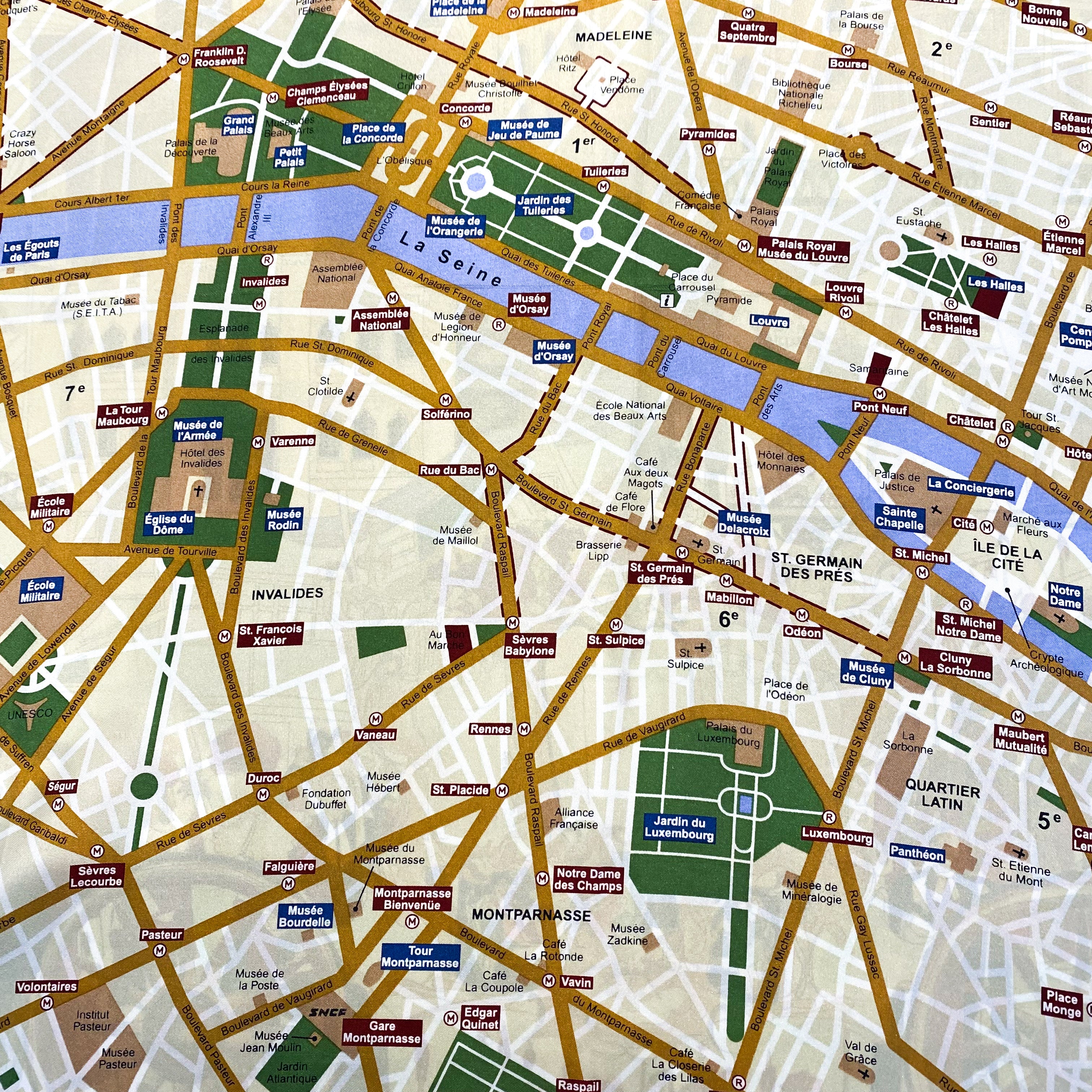 Brand New Paris Map Silk Scarf