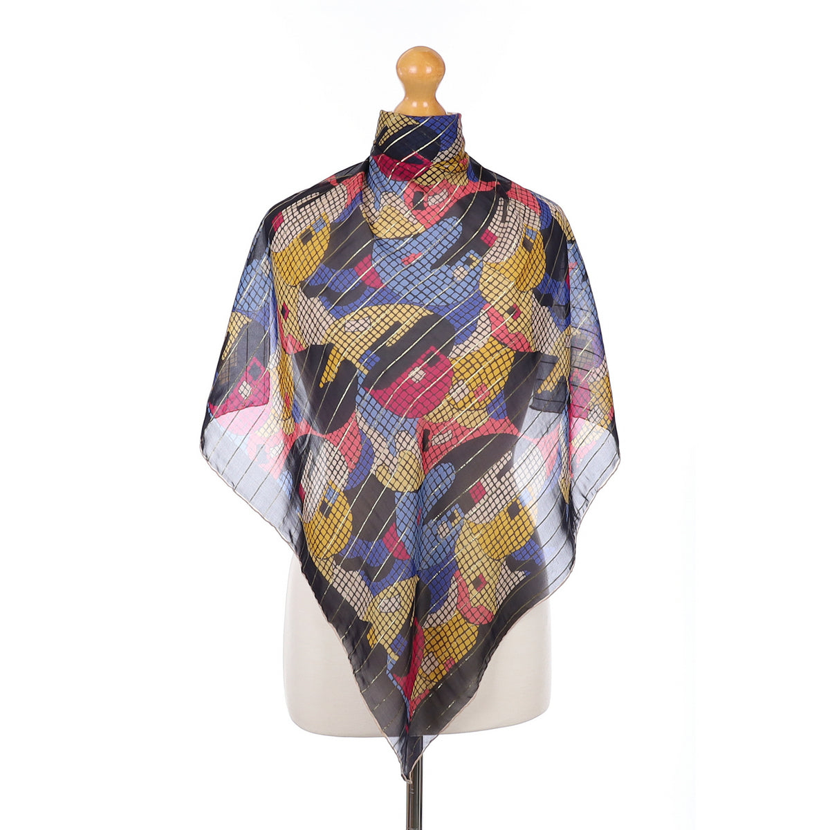Jaeger Colourful Mosaic Design Vintage Silk Scarf