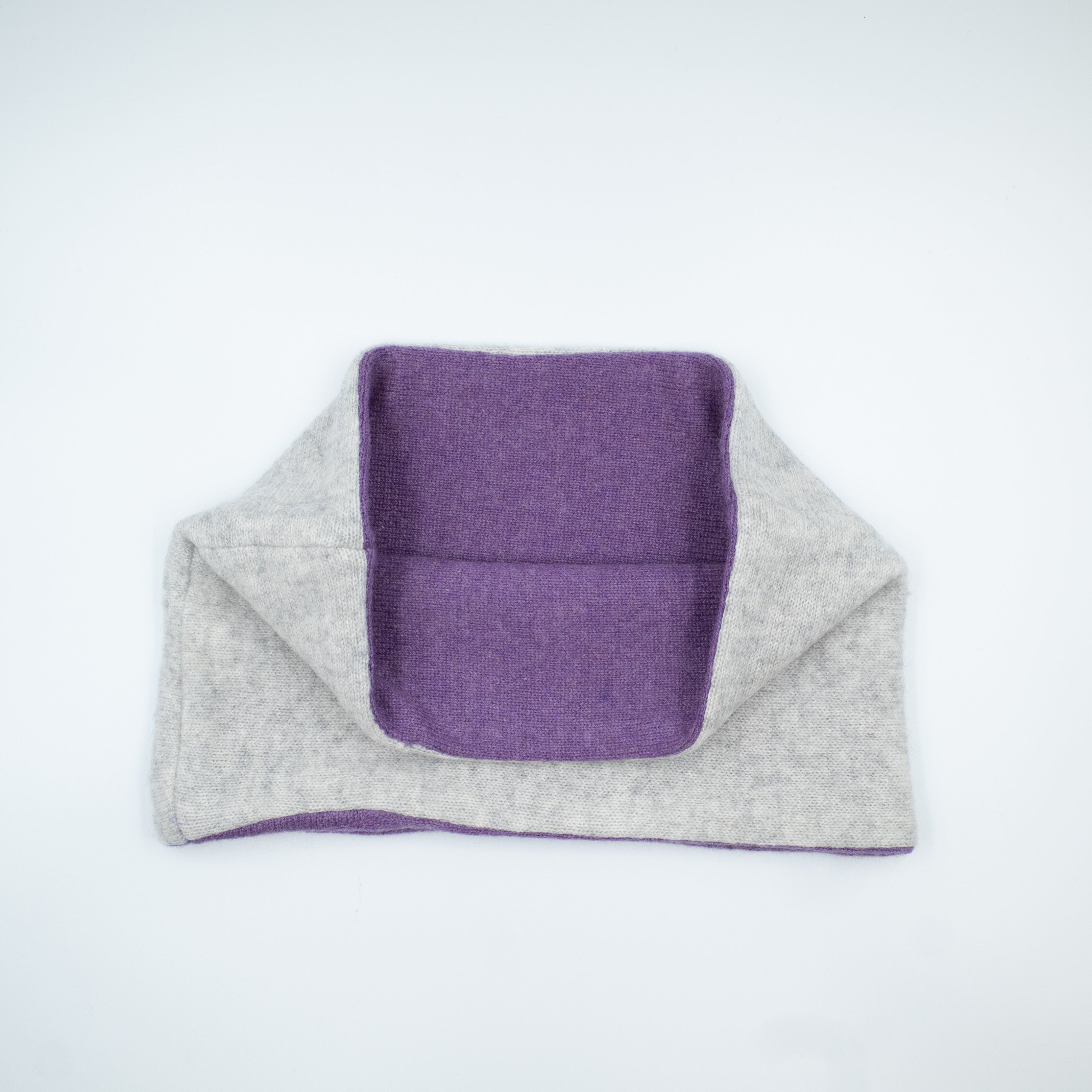 Mist Grey and Purple Cashmere Neck Warmer