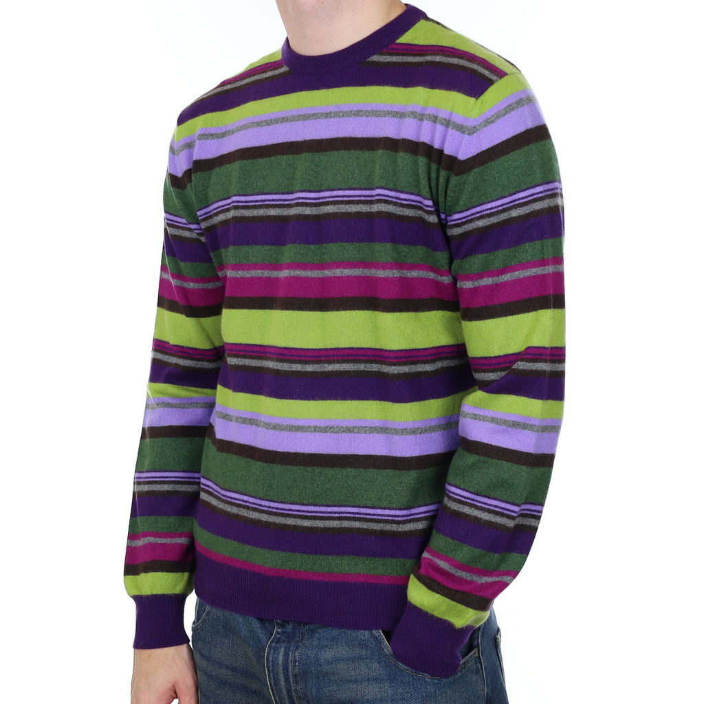 Men’s Multicolour Striped Cashmere Crew Neck Jumper Medium
