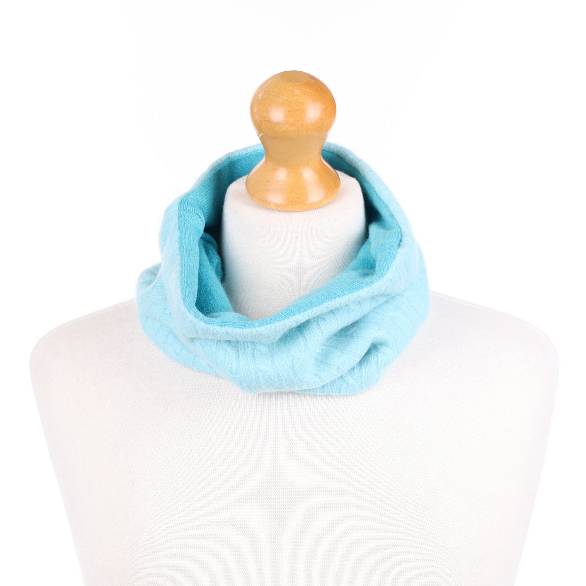 Two Tone Aqua Blue Cable  Neck Warmer