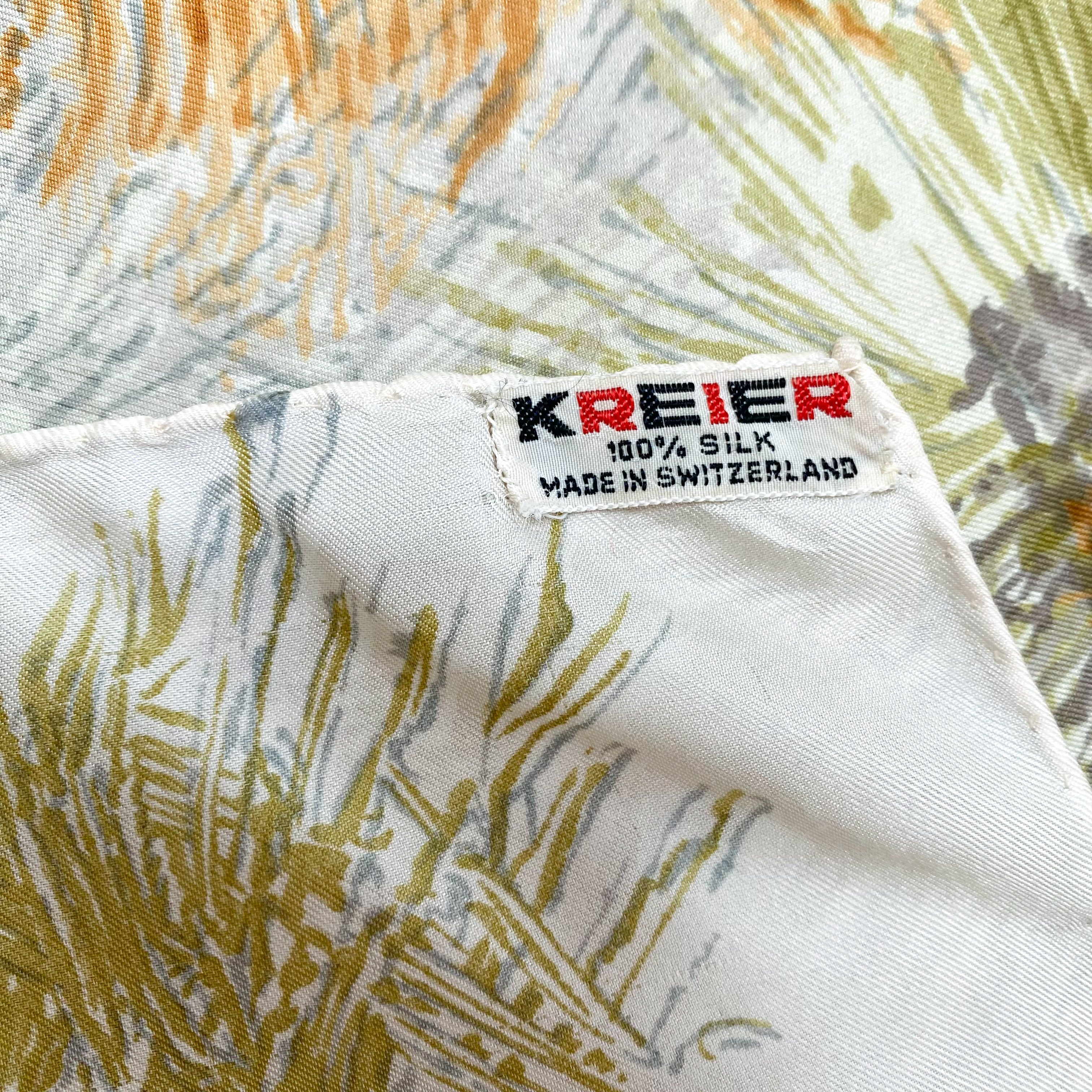 1960s Kreier Floral Vintage Silk Scarf