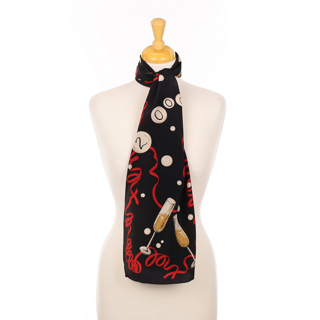 Immaculate Liz Claiborne Black Celebratory Silk Scarf