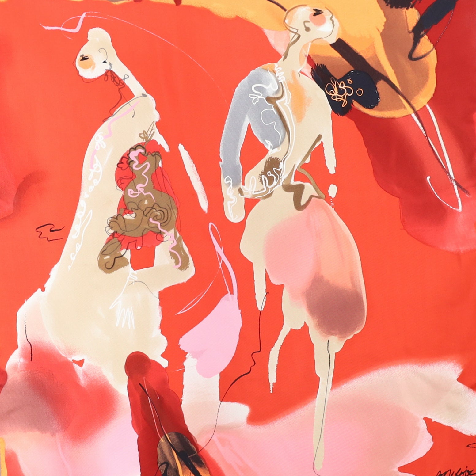 Christian Lacroix Abstract Designer Silk Scarf