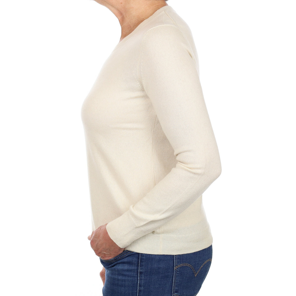 Vanilla Cream Cashmere Crew Neck Jumper Medium