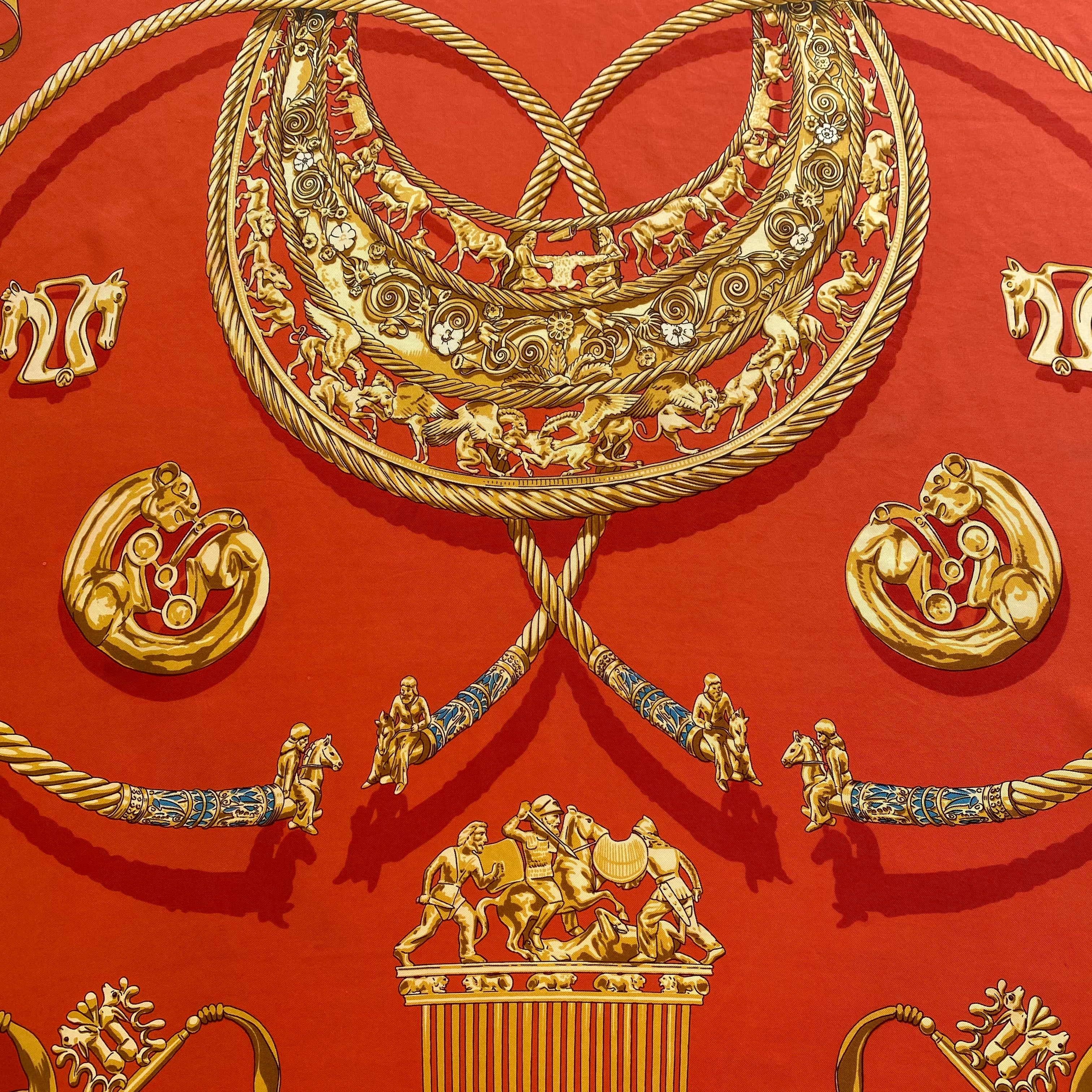 Hermès Les Cavaliers D’Or Vintage Silk Scarf