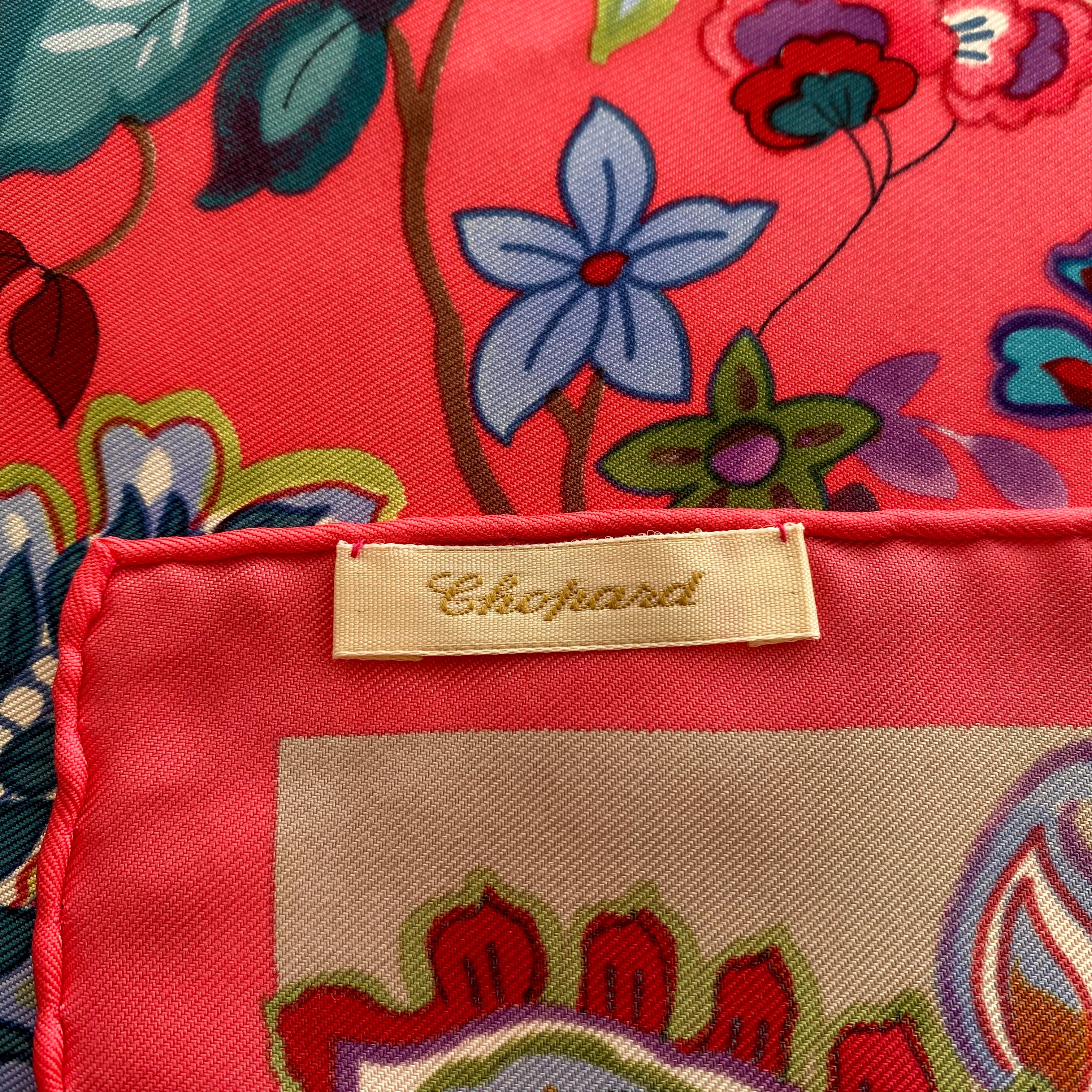 Immaculate Chopard Coral Pink Designer Silk Scarf