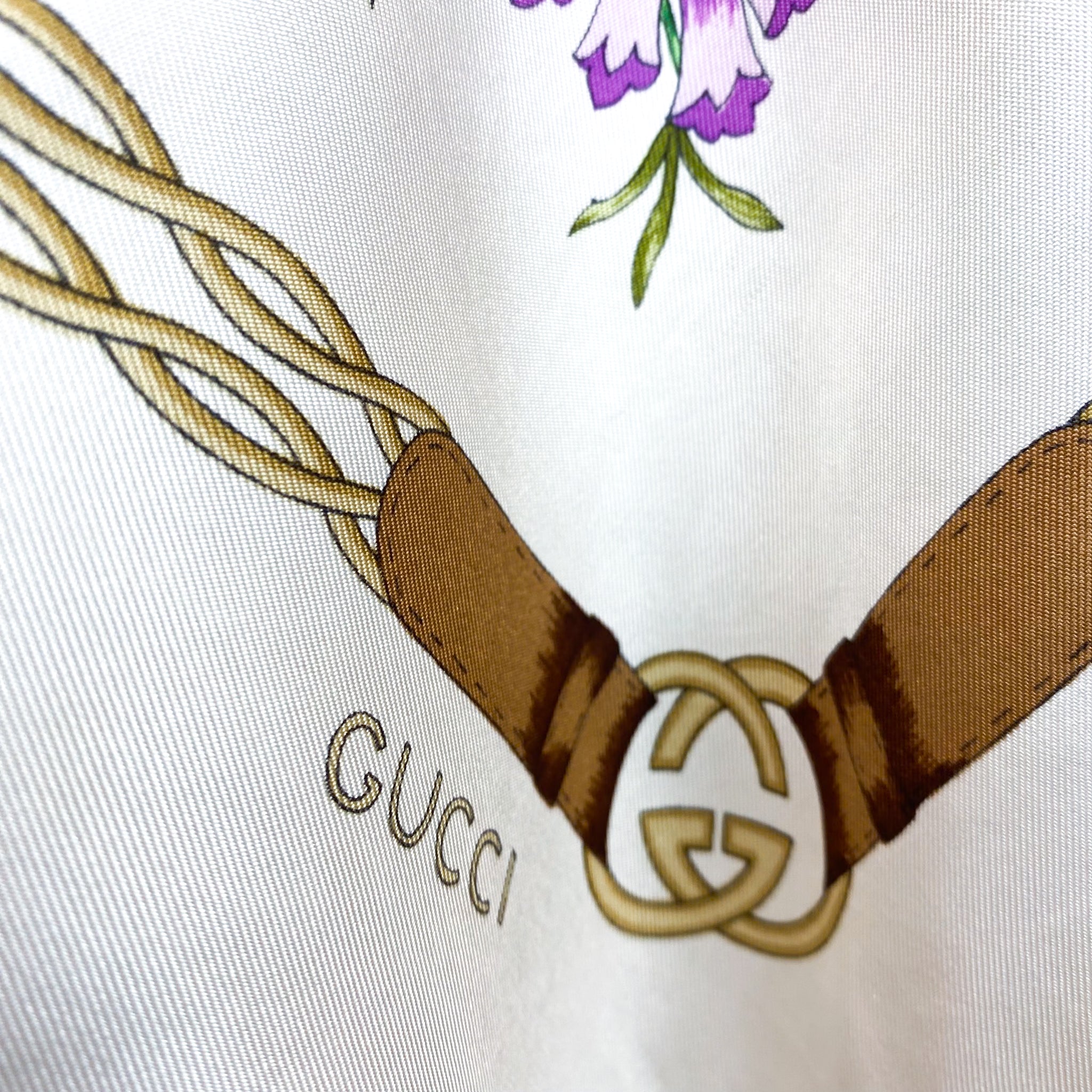 Large Gucci Floral Vintage Silk Scarf